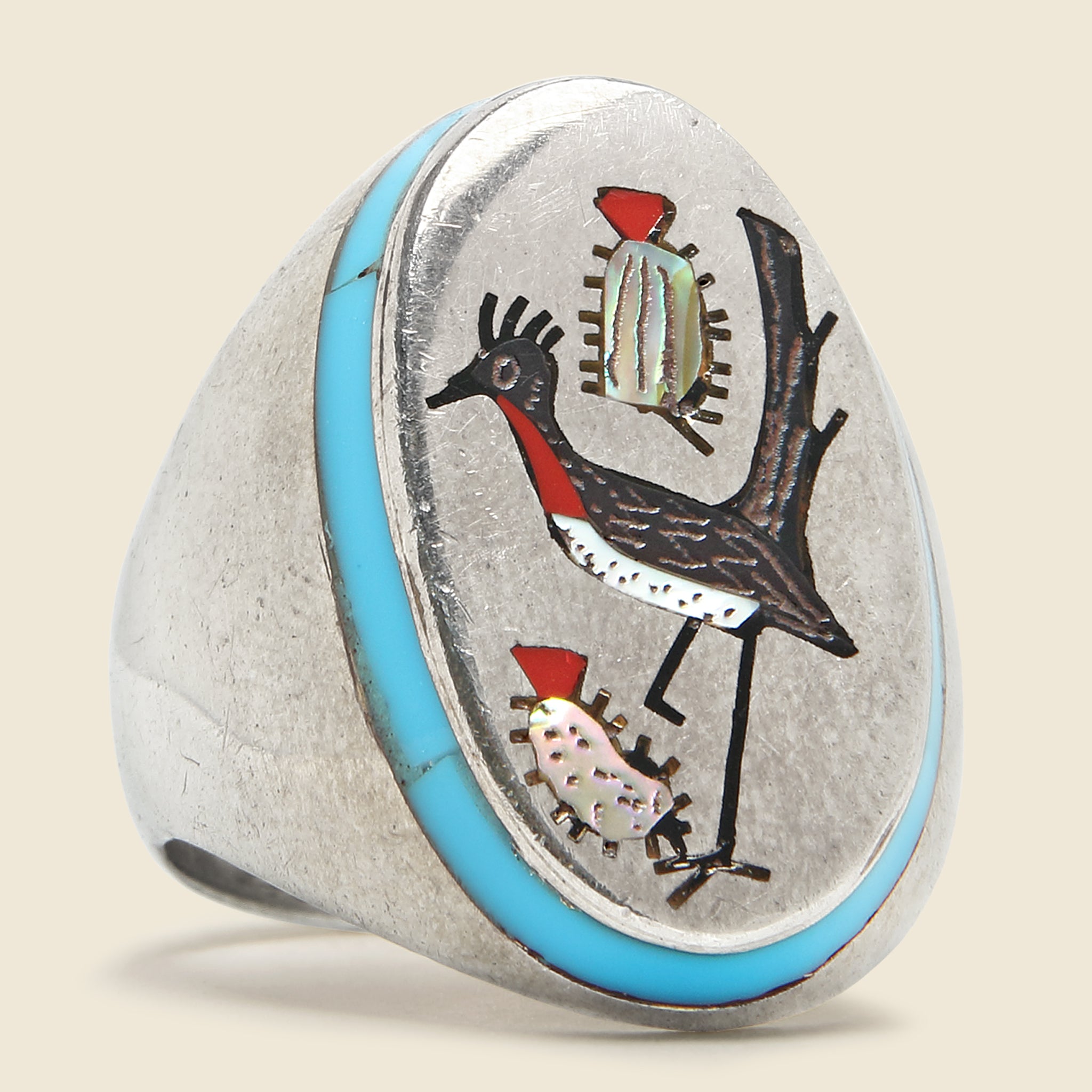 Vintage Sterling Inlaid Road Runner Ring - Vintage - STAG Provisions - One & Done - Accessories & Jewelry