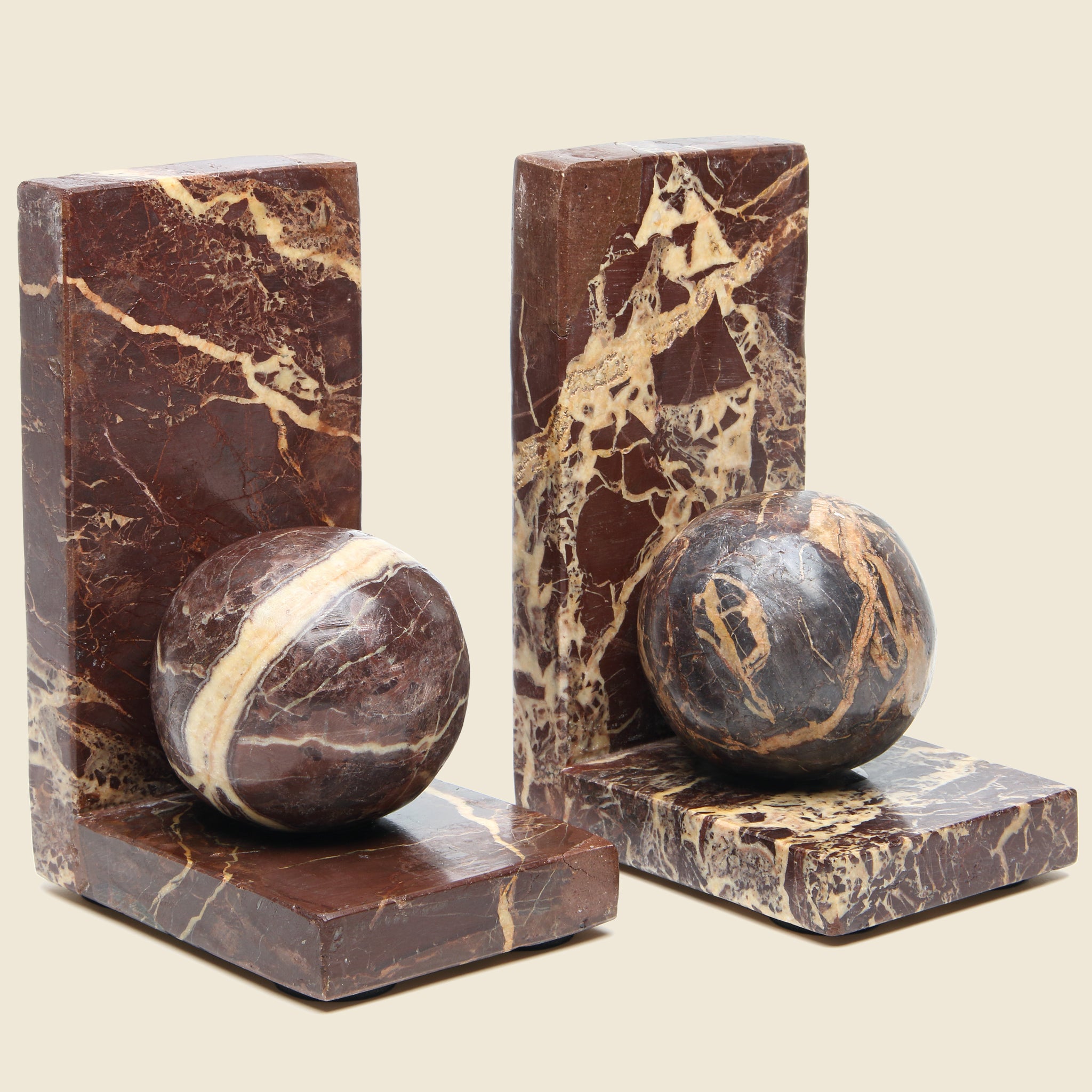 Red Jasper Sphere Bookends - Vintage - STAG Provisions - One & Done - Furniture