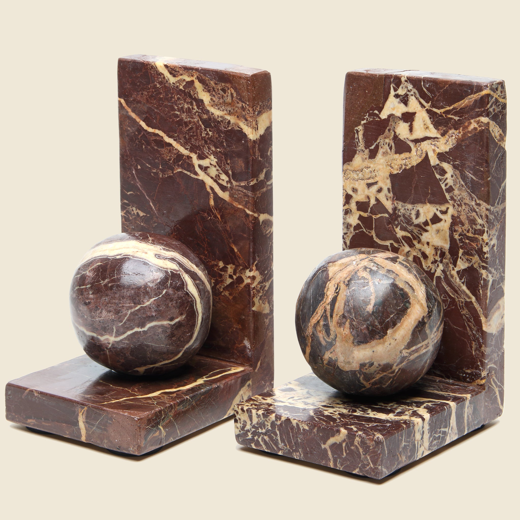 
                          Red Jasper Sphere Bookends - Vintage - STAG Provisions - One &amp; Done - Furniture
                        