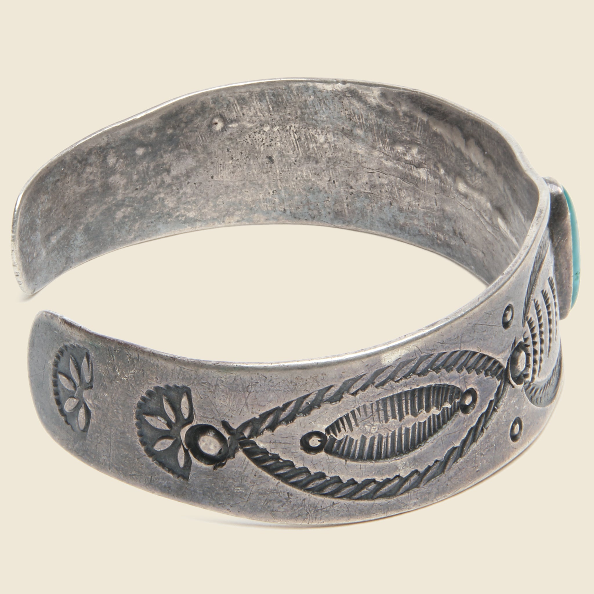 
                          Stamped Silver &amp; Turquoise Cuff #1
                        