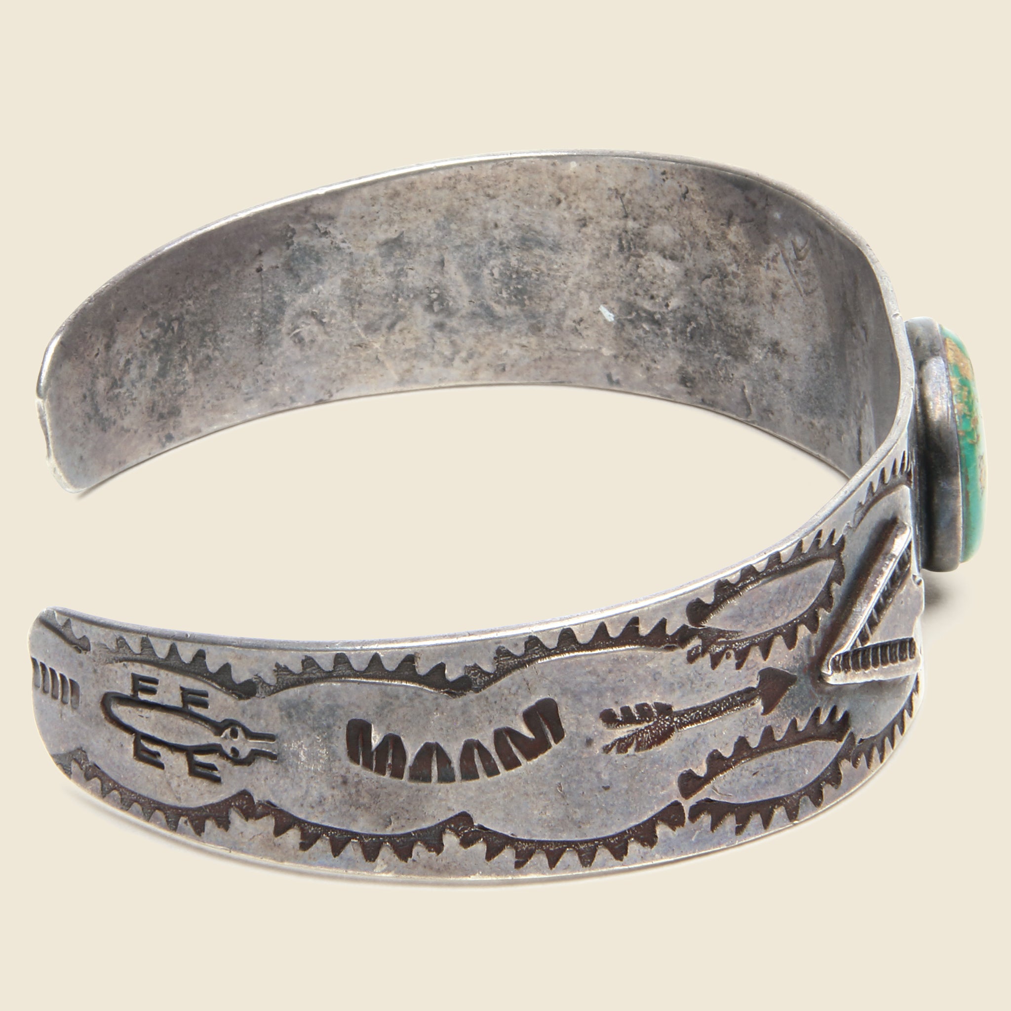
                          Stamped Silver &amp; Turquoise Cuff #2
                        