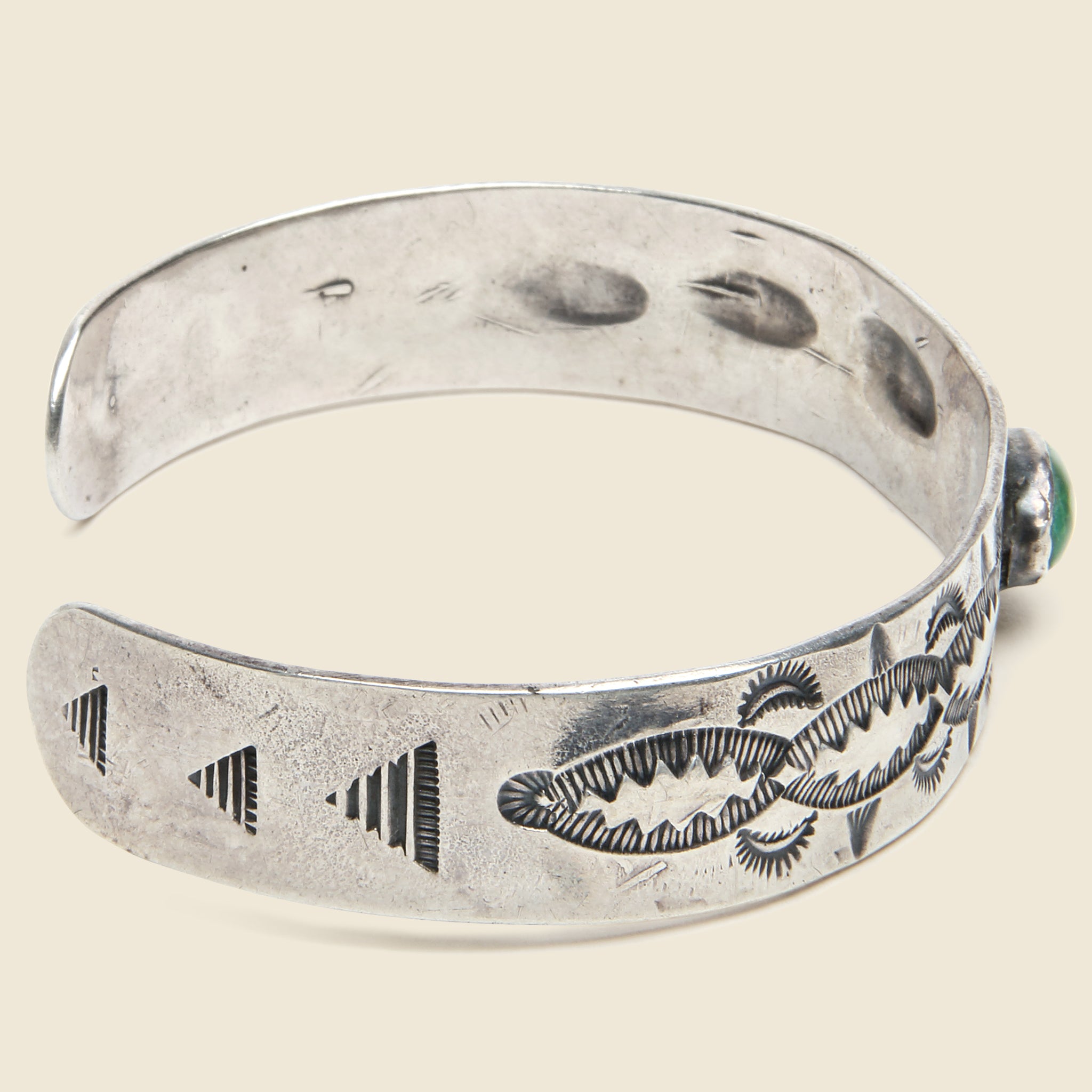 
                          Stamped Silver &amp; Turquoise Cuff #3
                        