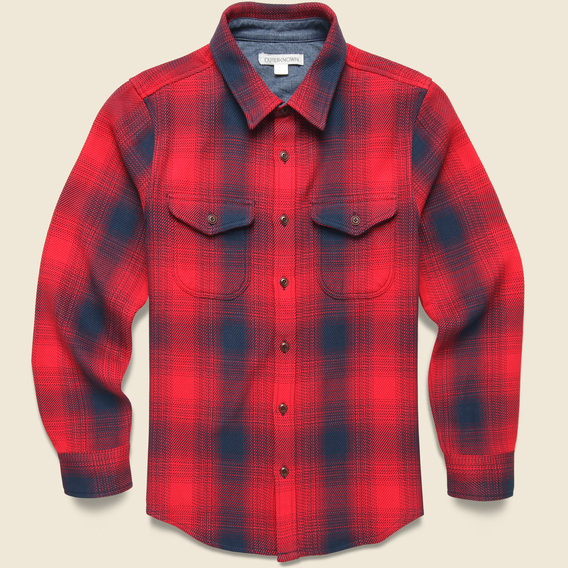 Outerknown Blanket Shirt - Safety Red Overlook Plaid