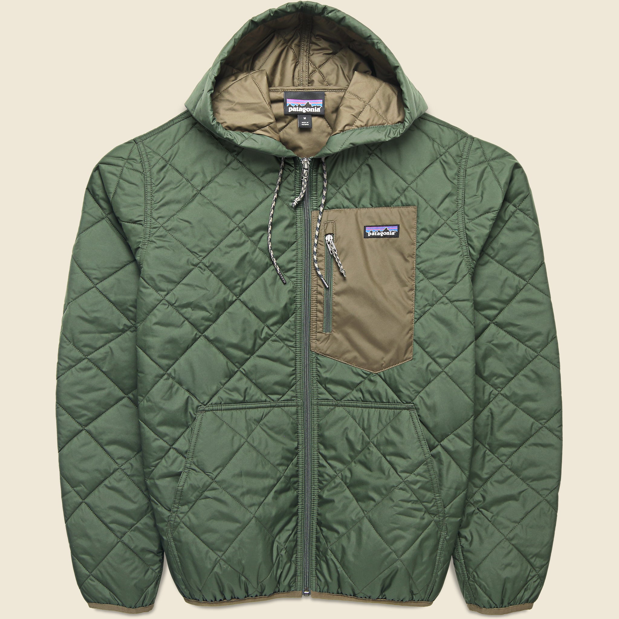 Diamond Quilted Bomber Hoody - Torrey Pine Green - Patagonia - STAG Provisions - Outerwear - Coat / Jacket