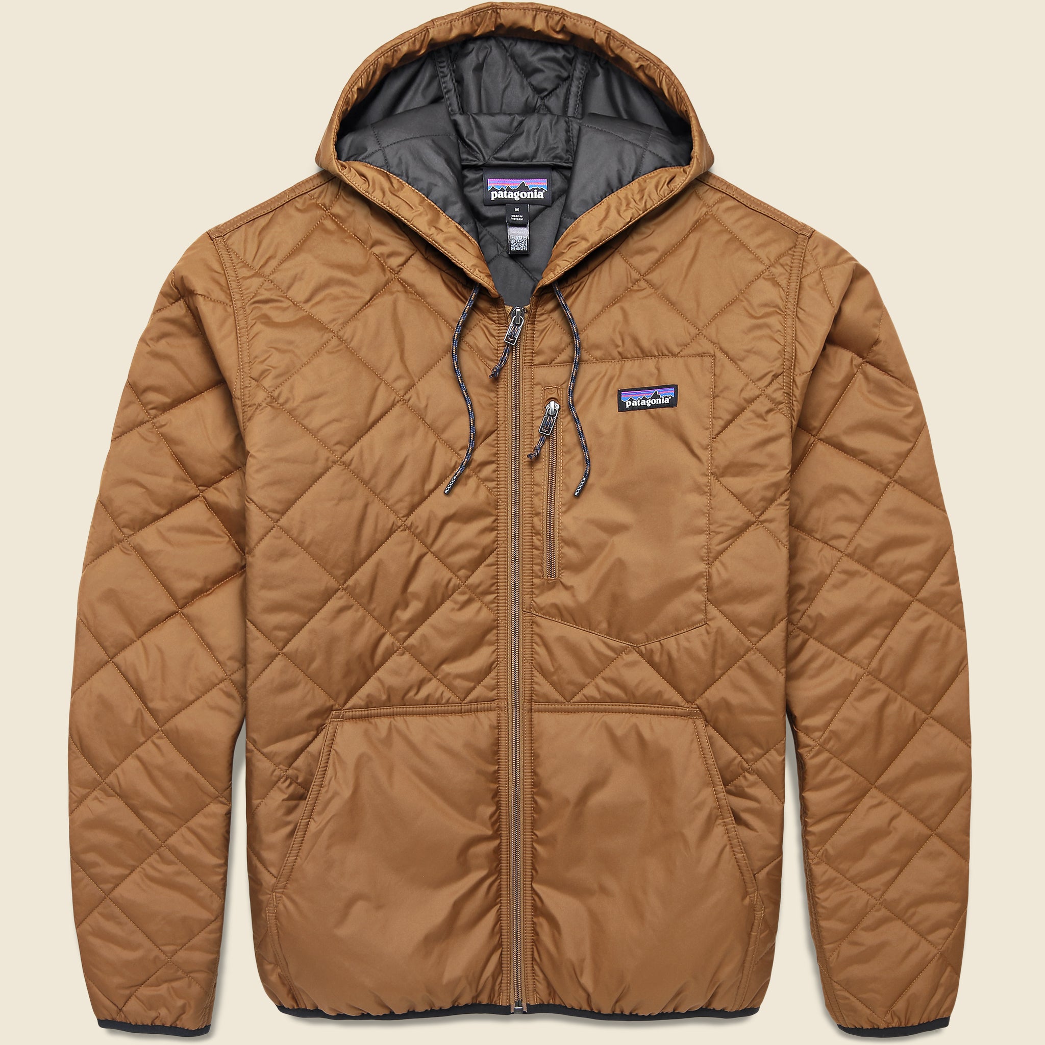Diamond Quilted Bomber Hoody - Deer Brown