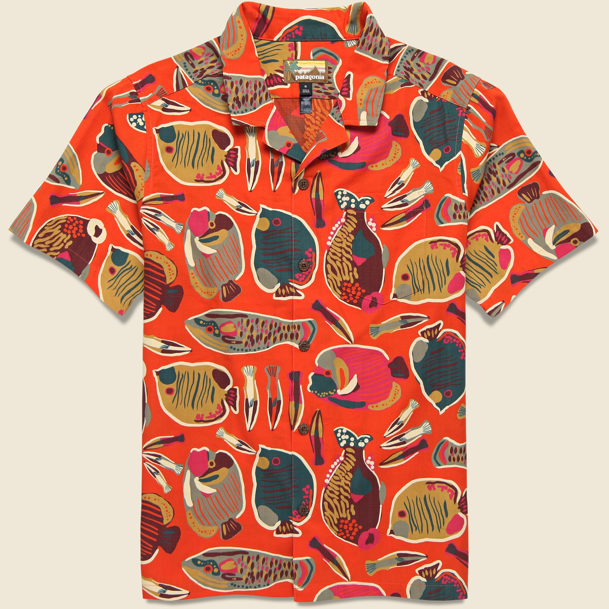 Tidal Threads Camp Shirt - Wrasse Pollinator Orange