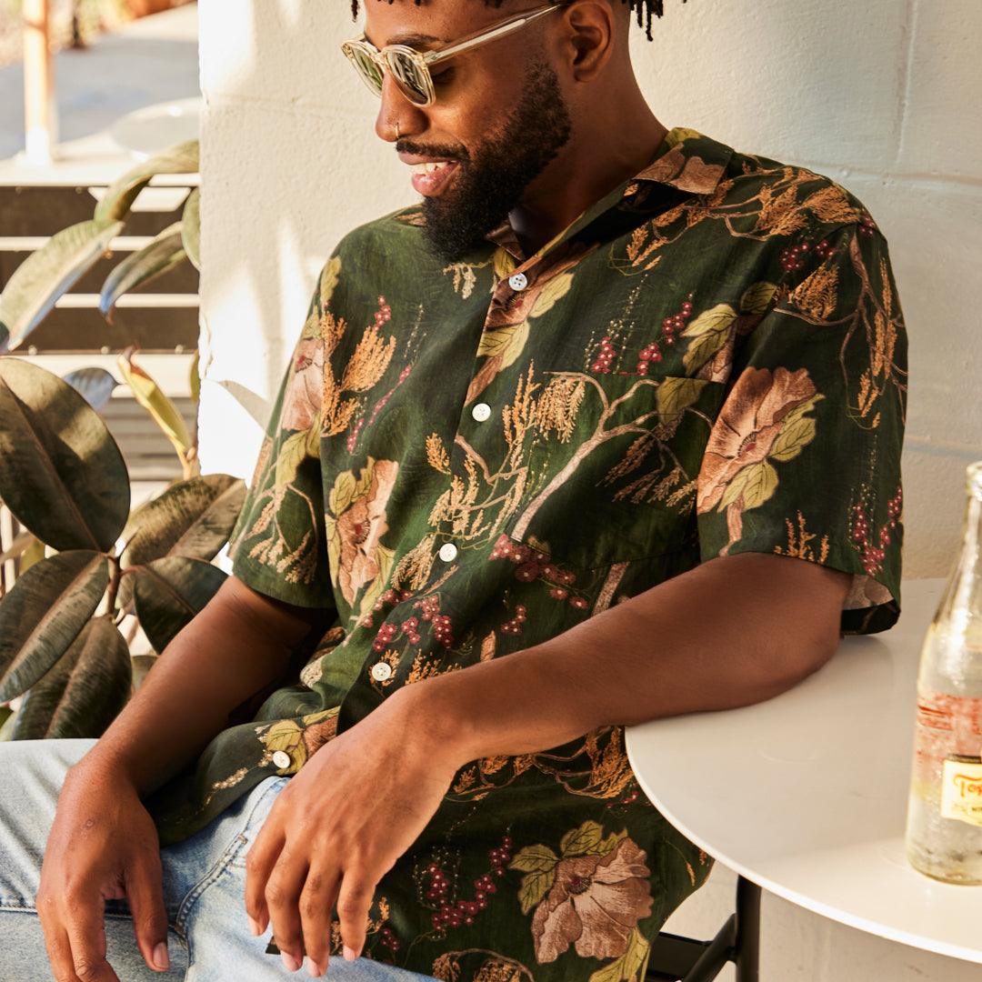 
                          Ambar Camp Shirt - Green - Portuguese Flannel - STAG Provisions - Tops - S/S Woven - Floral
                        