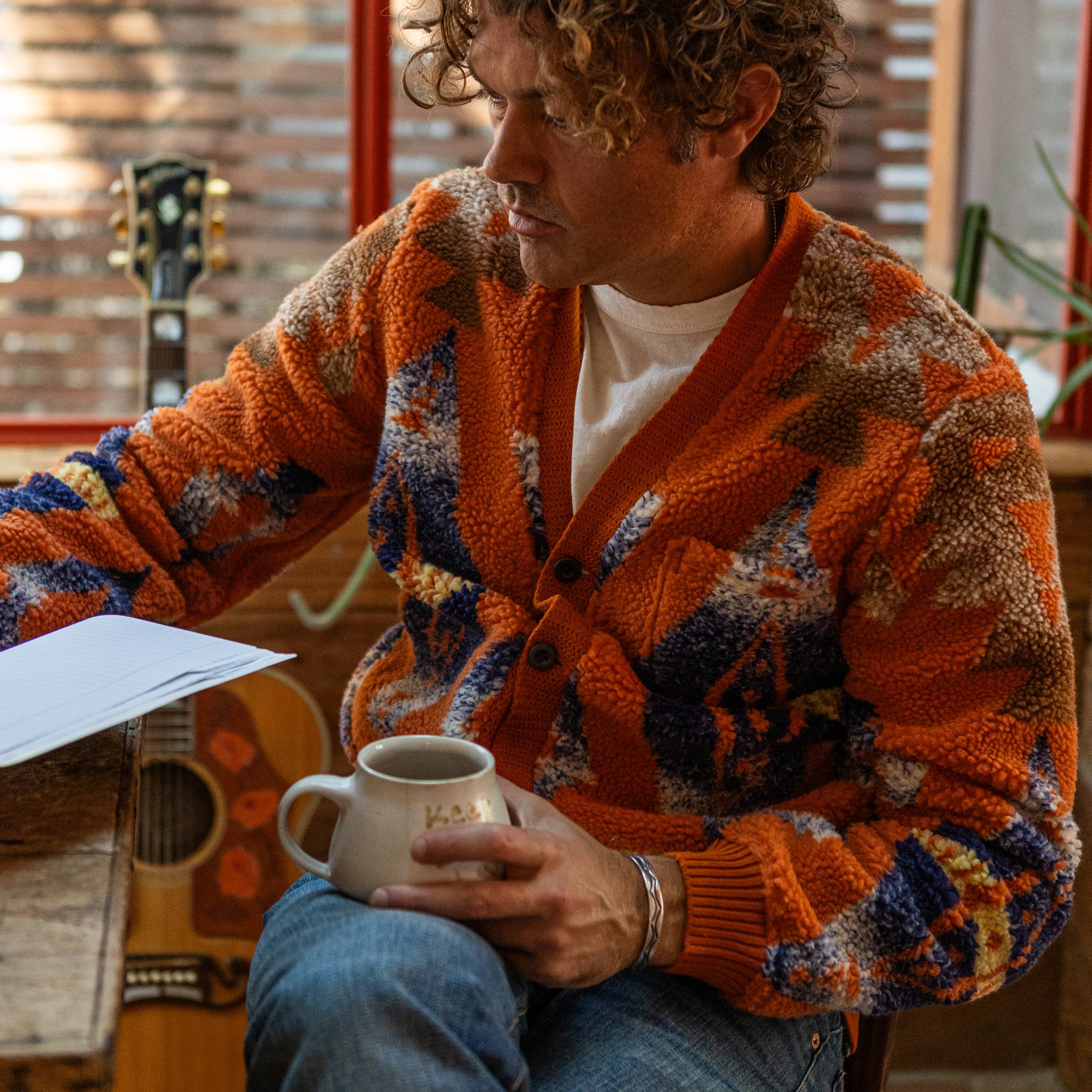 
                          Boa Jacquard Cardigan - Orange - BEAMS+ - STAG Provisions - Tops - Sweater
                        