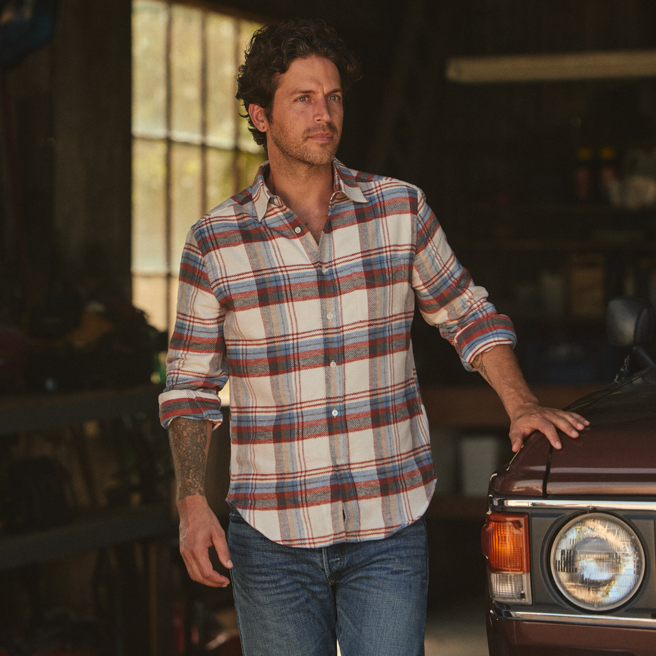 Phillo Shirt - Off White - Portuguese Flannel - STAG Provisions - Tops - L/S Woven - Plaid