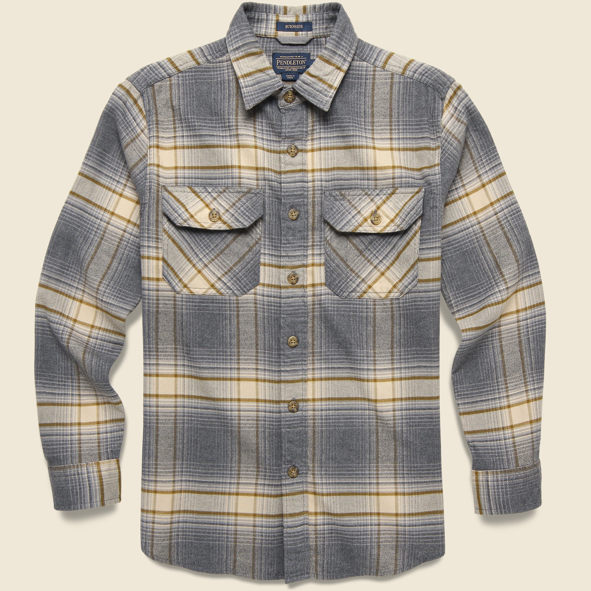 
                          Pendleton Burnside Flannel Shirt - Tan/Oxford/Olive Plaid
                        