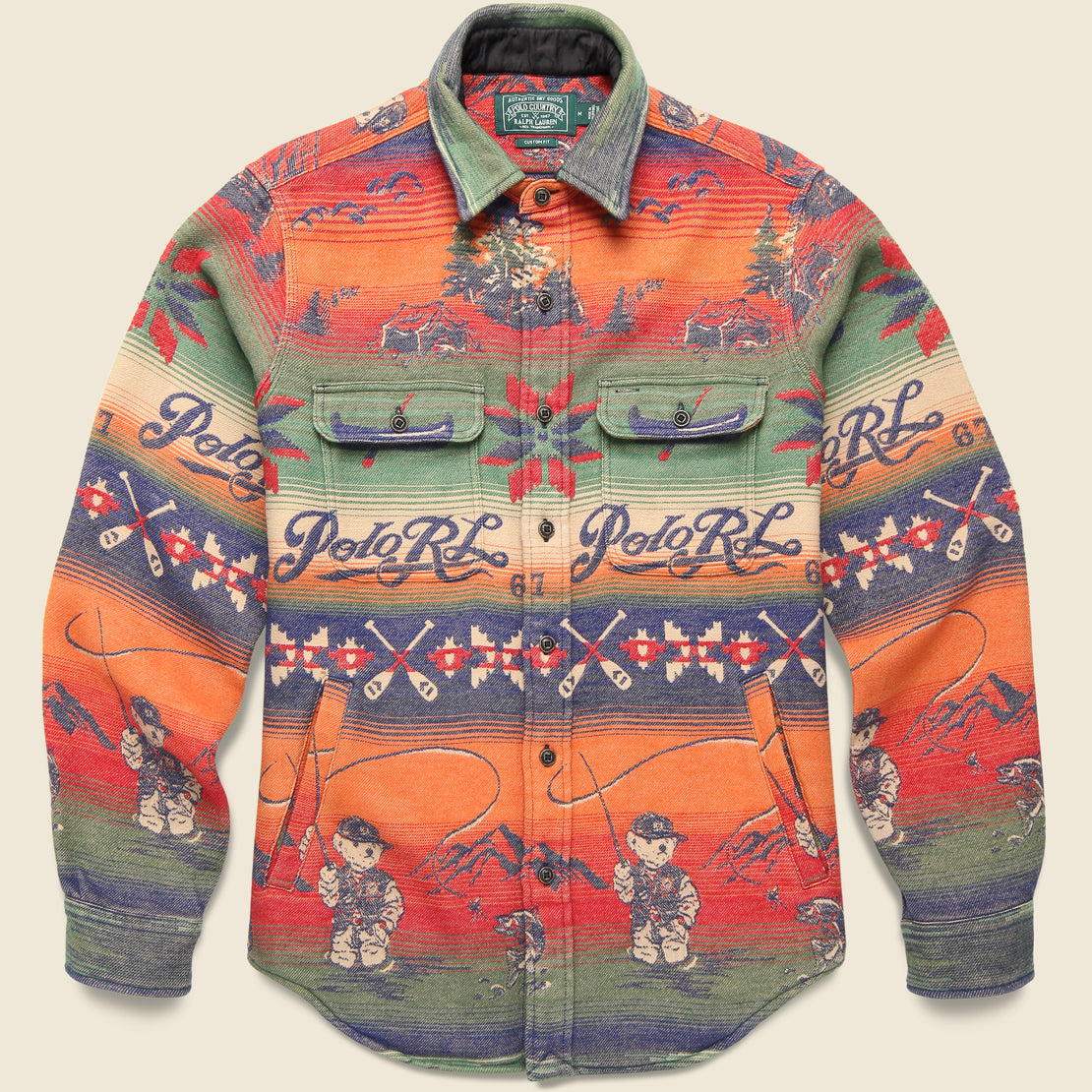 Polo Ralph Lauren Flannel Jacquard Matlock Work Shirt - Fishing Bear Scenic