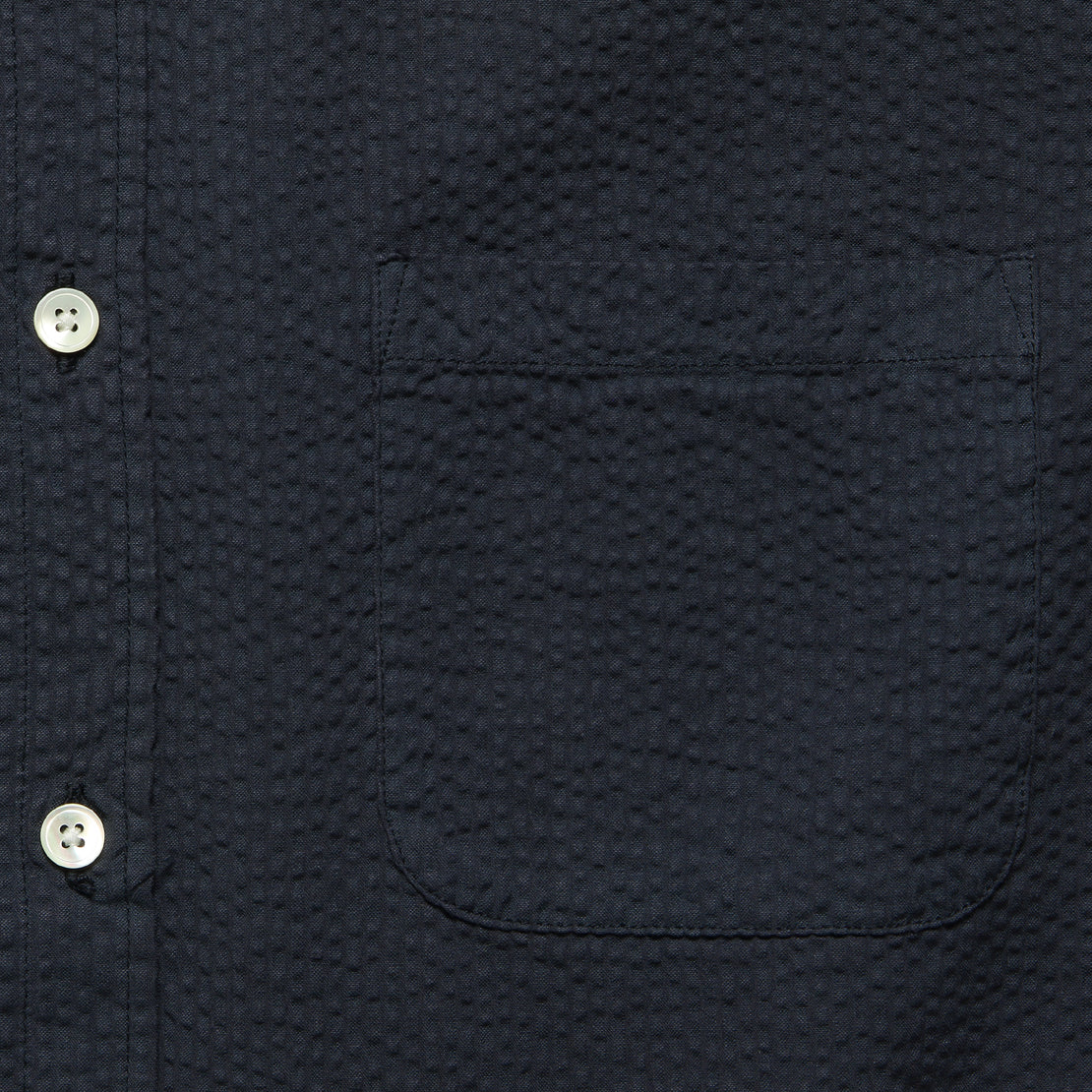 Atlantico Seersucker Shirt - Navy - Portuguese Flannel - STAG Provisions - Tops - S/S Woven - Seersucker