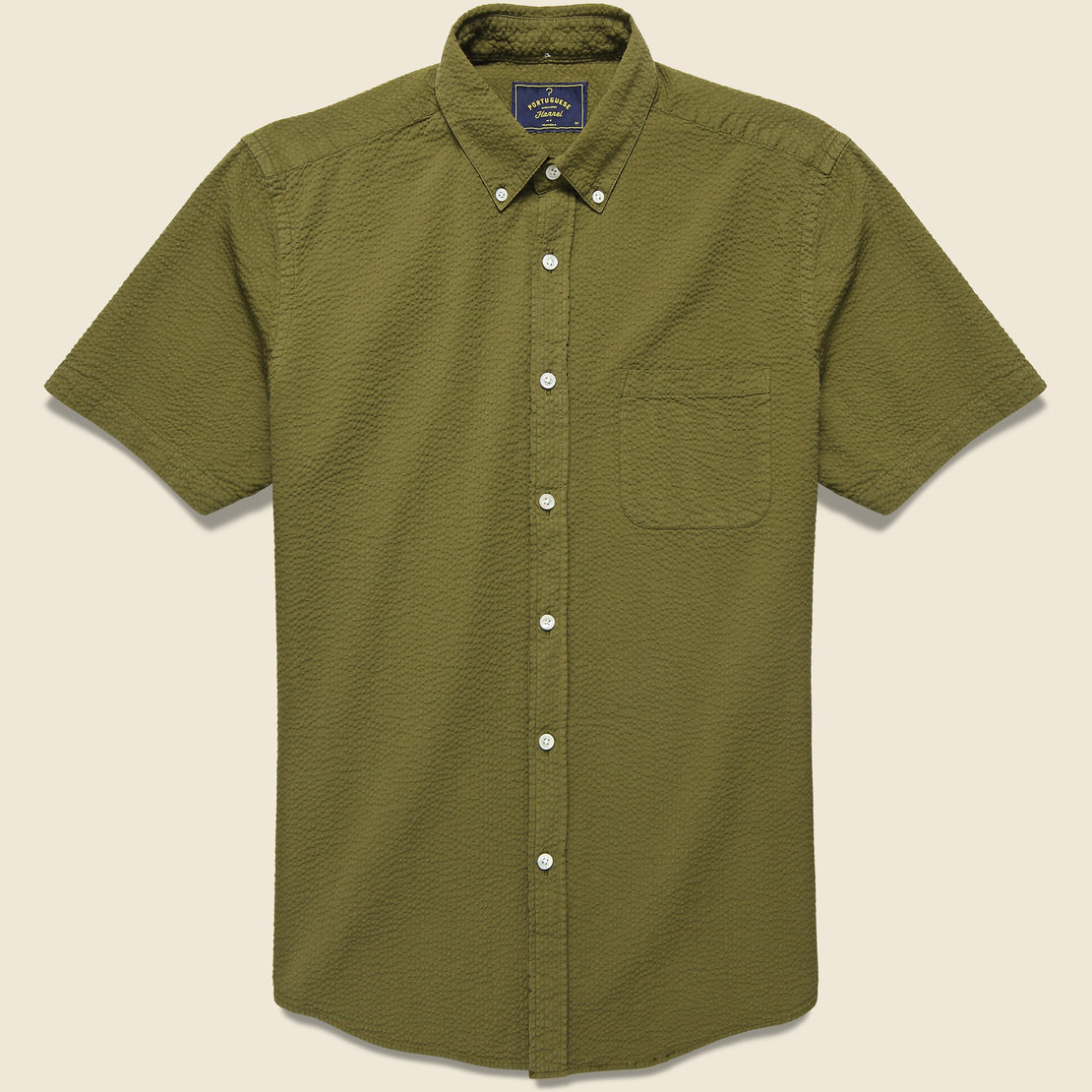 Portuguese Flannel Atlantico Seersucker Shirt - Olive