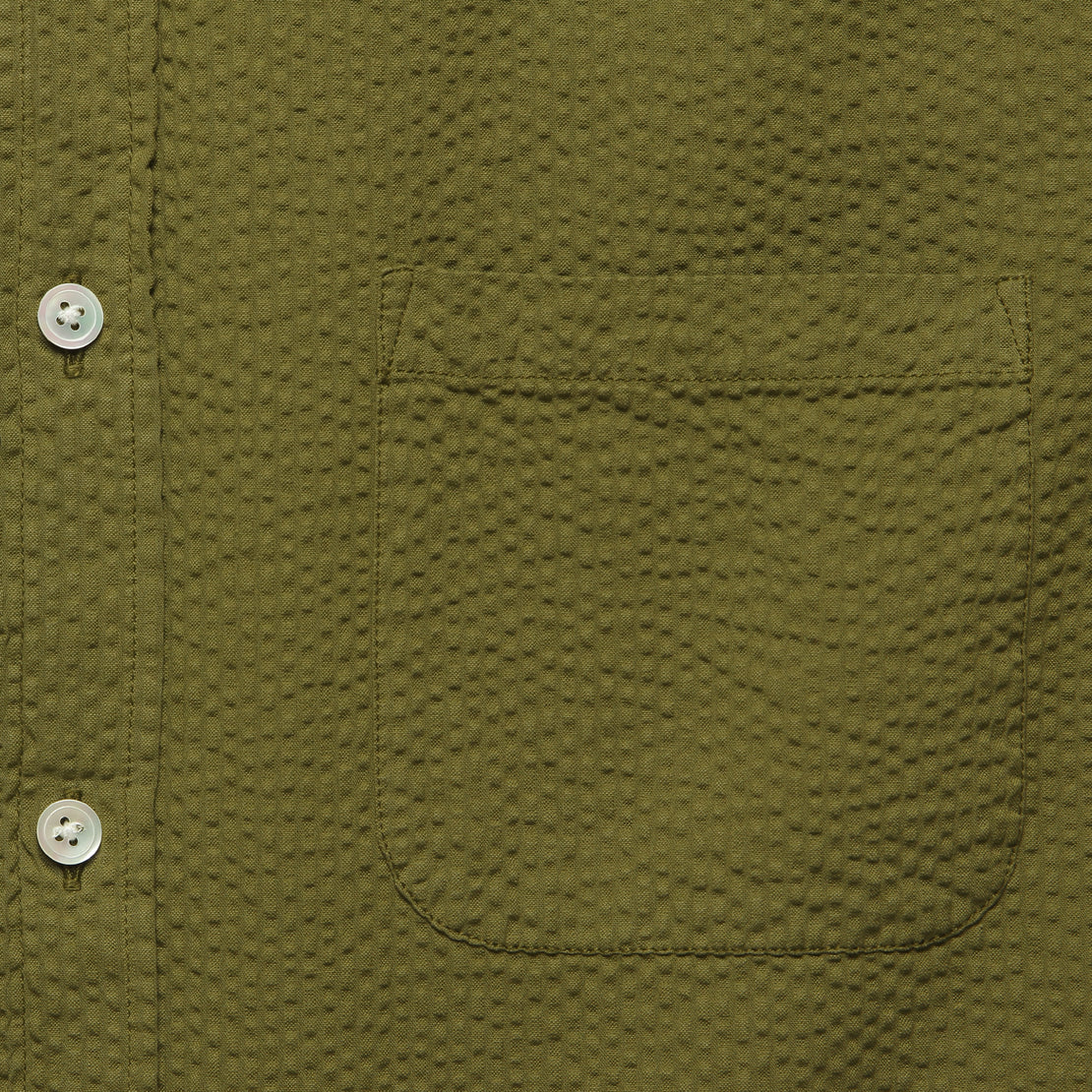 Atlantico Seersucker Shirt - Olive - Portuguese Flannel - STAG Provisions - Tops - S/S Woven - Seersucker