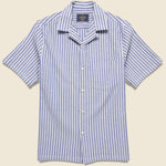 Striped Jacquard Camp Shirt - Blue - Portuguese Flannel - STAG Provisions - Tops - S/S Woven - Stripe