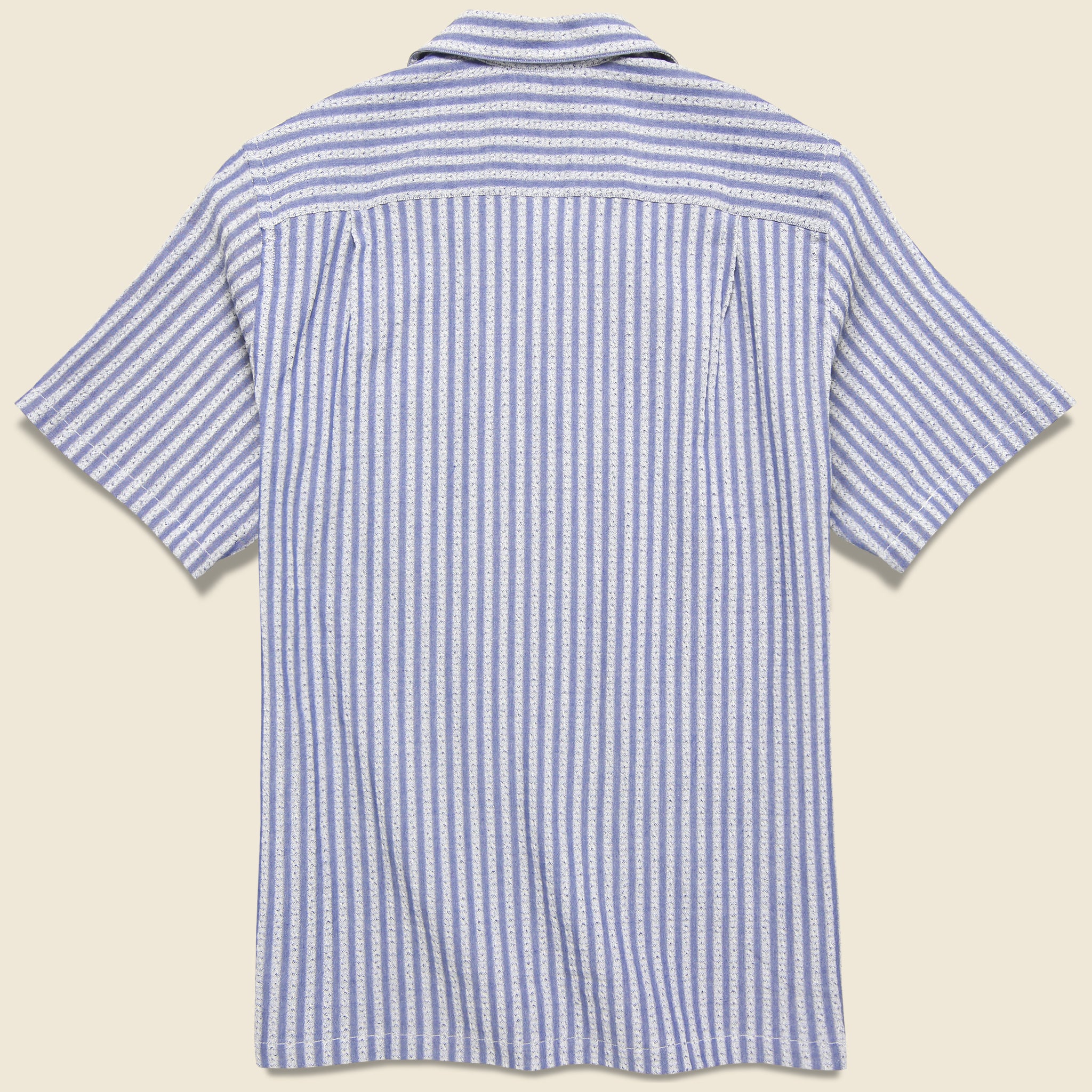 
                          Striped Jacquard Camp Shirt - Blue - Portuguese Flannel - STAG Provisions - Tops - S/S Woven - Stripe
                        