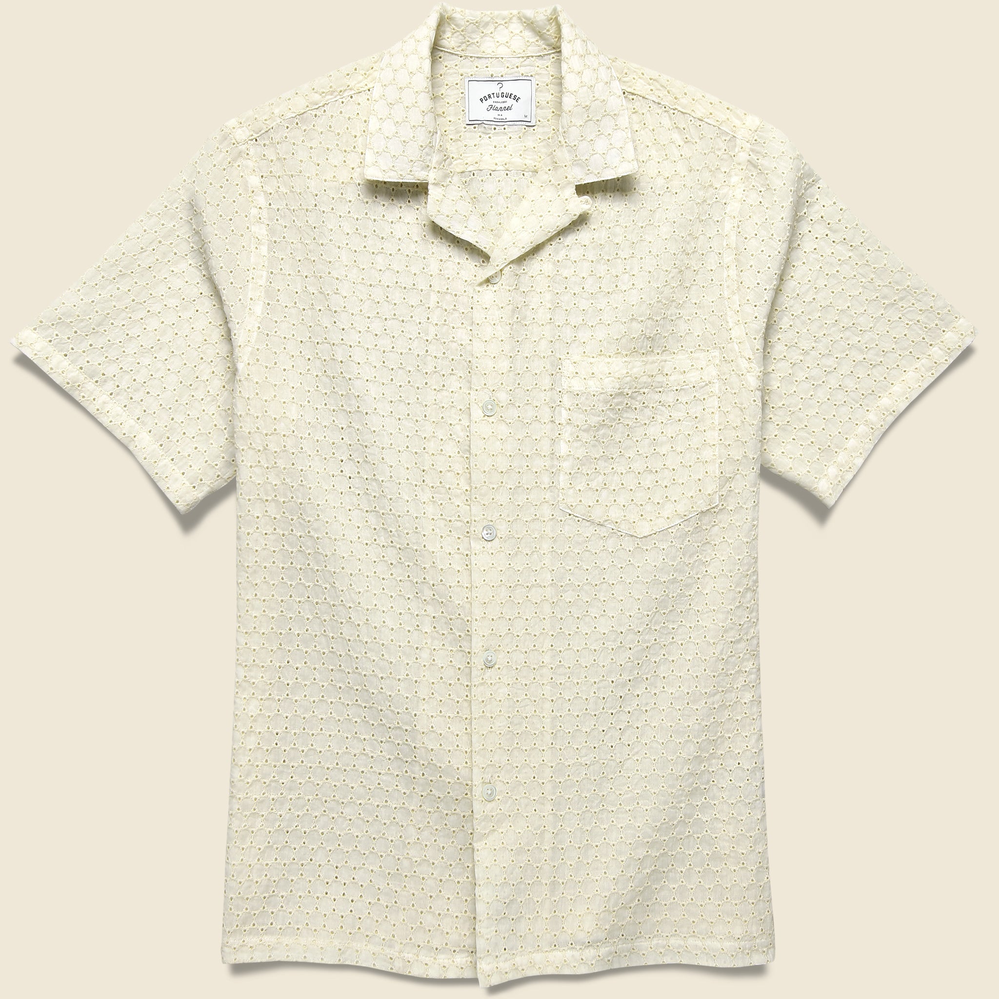 
                          Portuguese Flannel Folklore 3 Embroidered Camp Shirt - White
                        