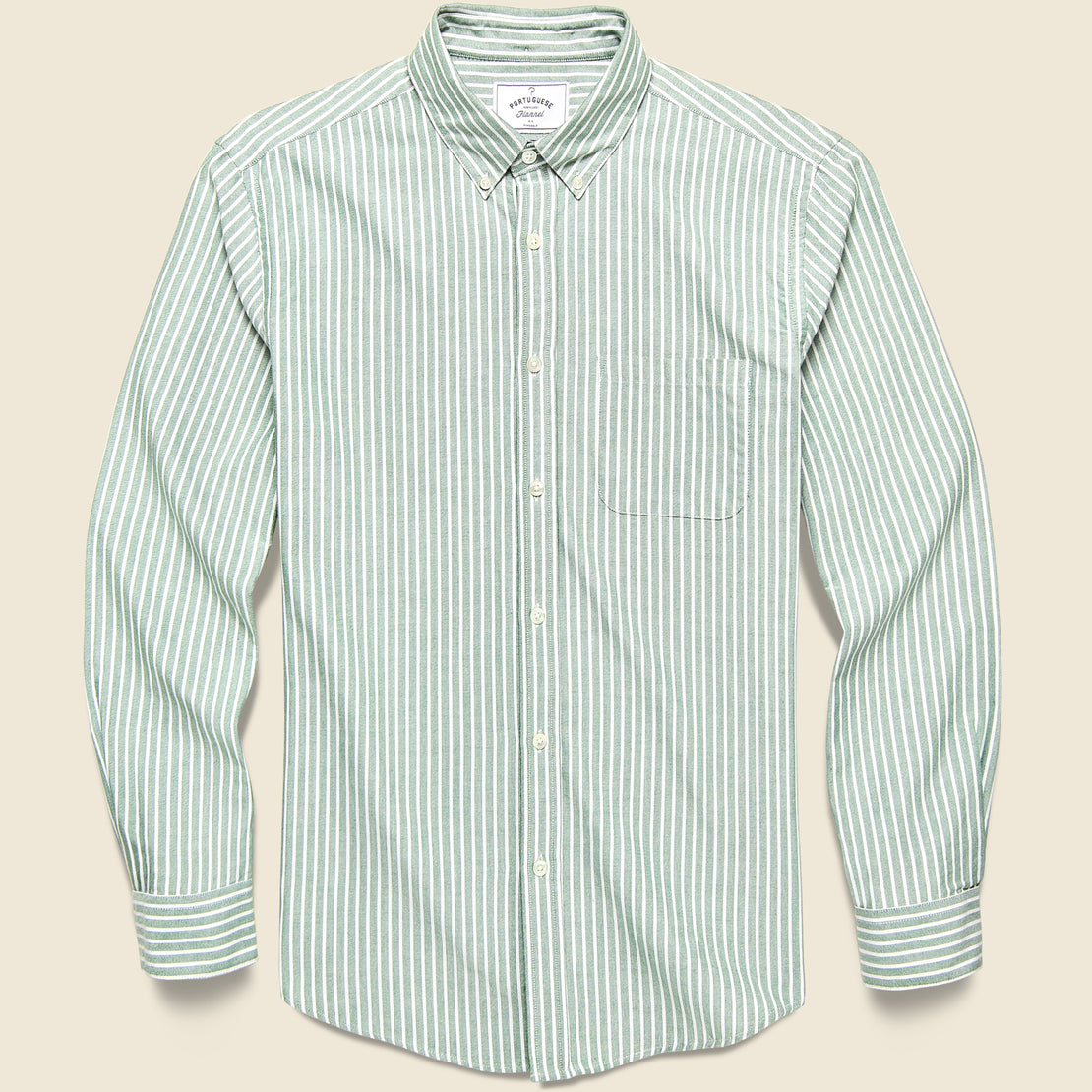 Portuguese Flannel Belavista Oxford Shirt - Green Stripe