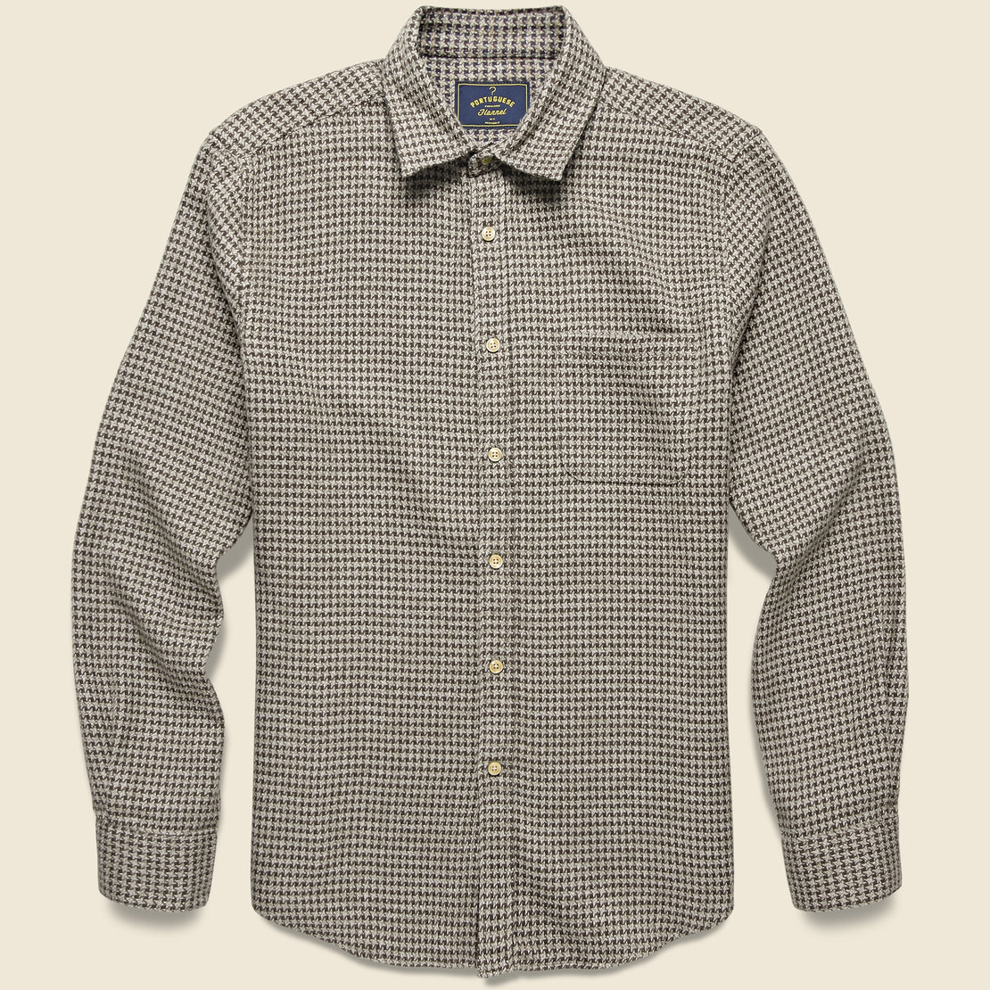 Portuguese Flannel Pied Poule Shirt - Charcoal
