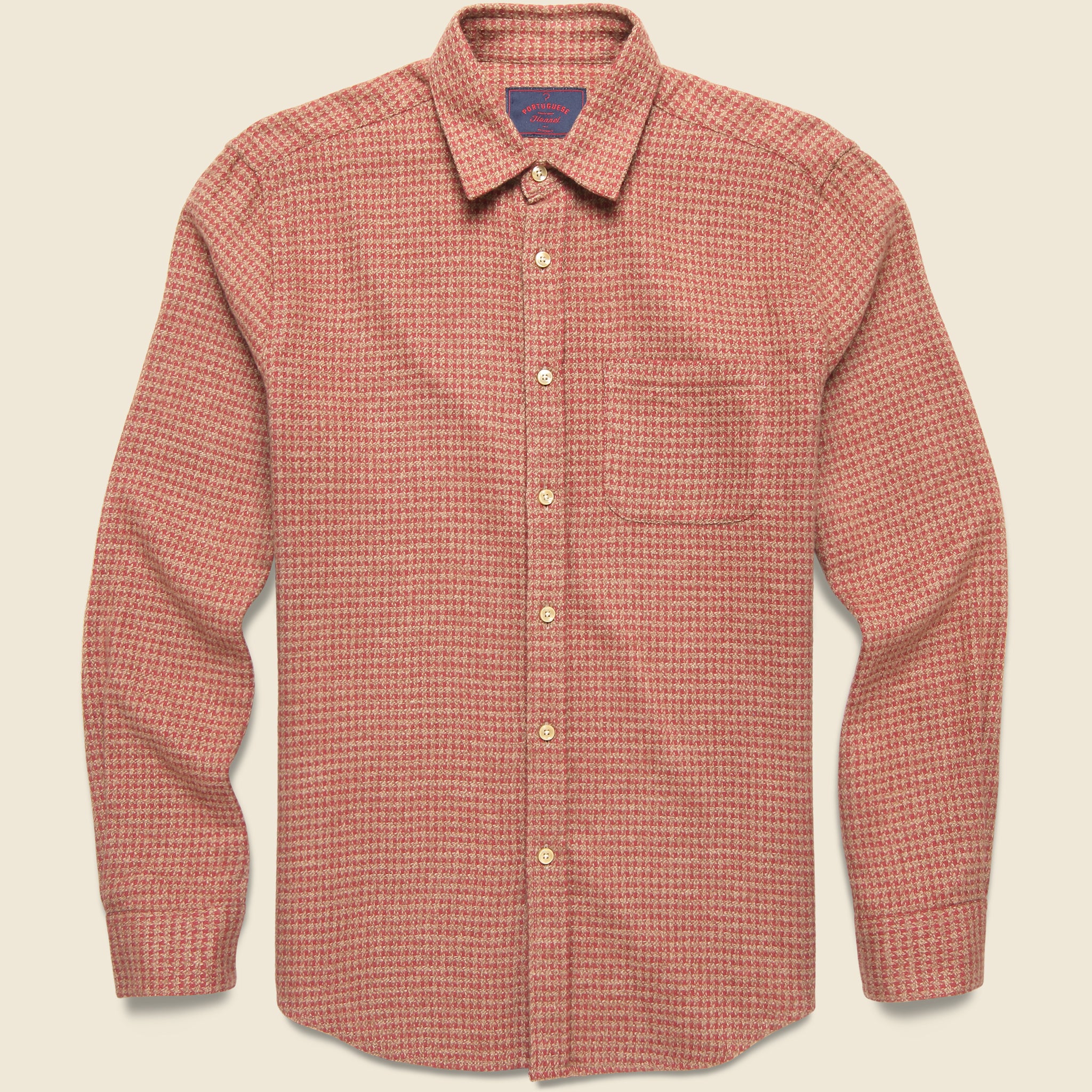 
                          Portuguese Flannel Pied Poule Shirt - Clay
                        