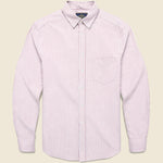 Brushed Stripe Oxford - Bordeaux - Portuguese Flannel - STAG Provisions - Tops - L/S Woven - Stripe