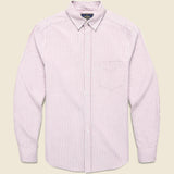 Brushed Stripe Oxford - Bordeaux - Portuguese Flannel - STAG Provisions - Tops - L/S Woven - Stripe