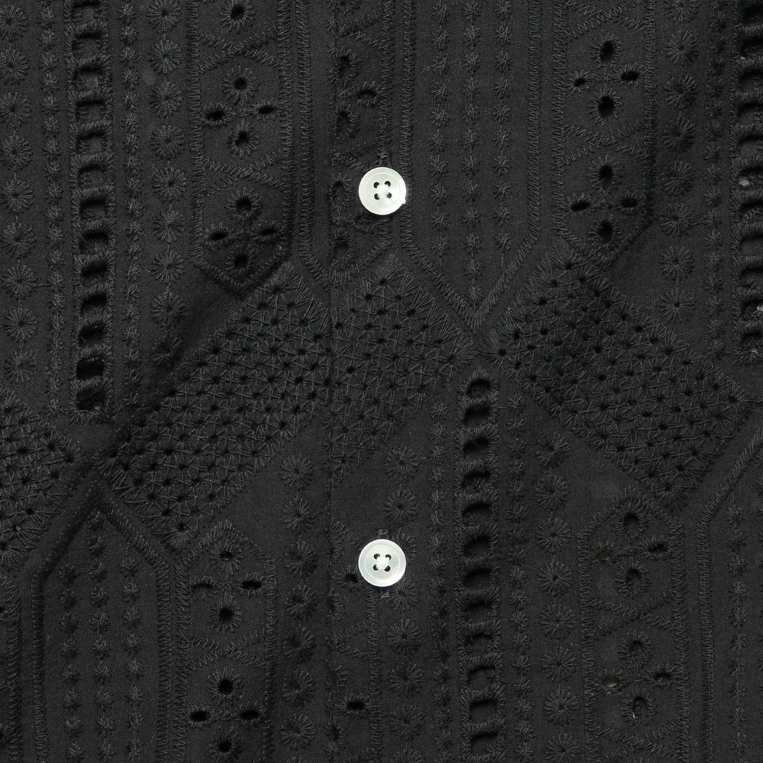 Eyelet Camp Shirt - Black - Portuguese Flannel - STAG Provisions - Tops - S/S Woven - Other Pattern
