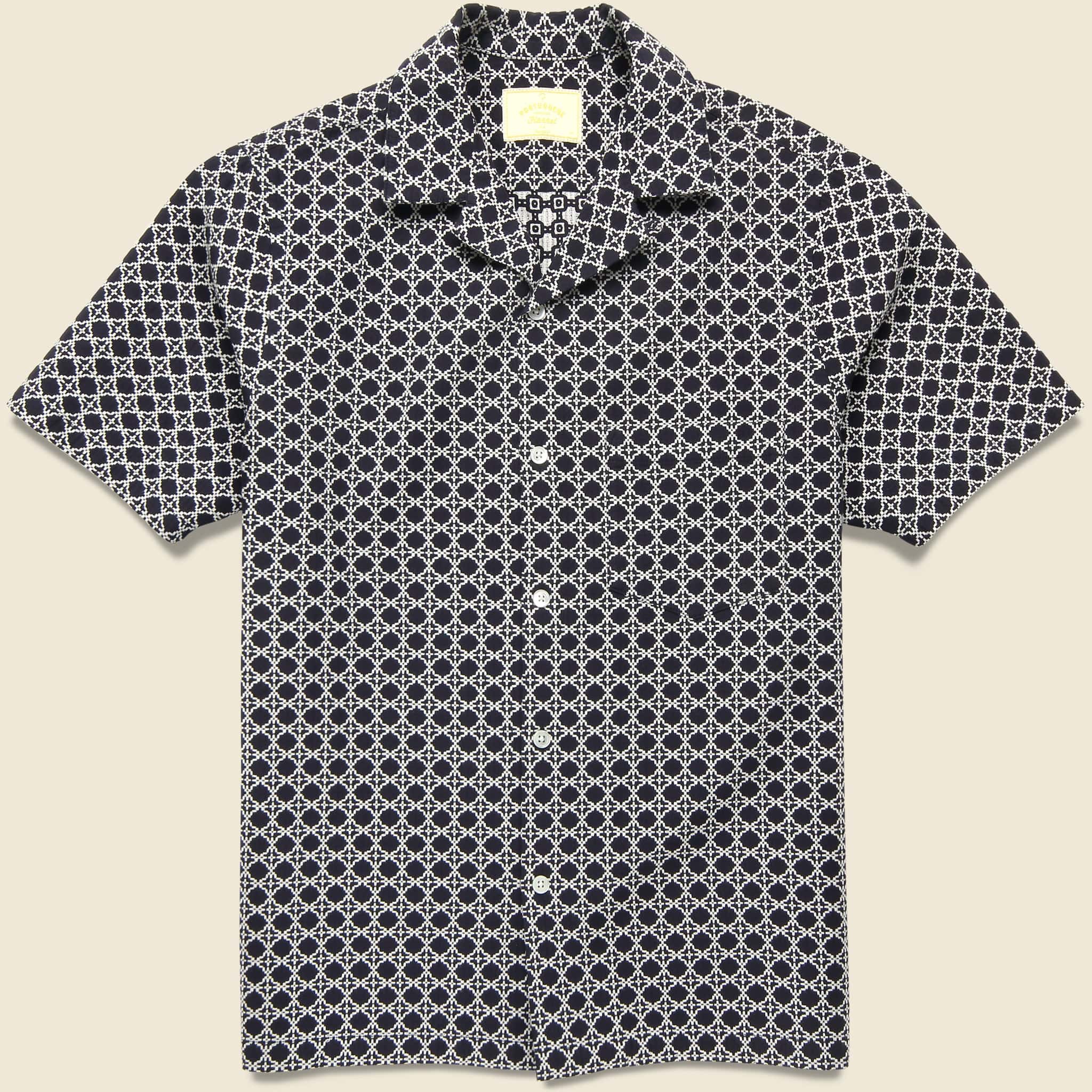 
                          Portuguese Flannel Tile Camp Shirt - Navy
                        