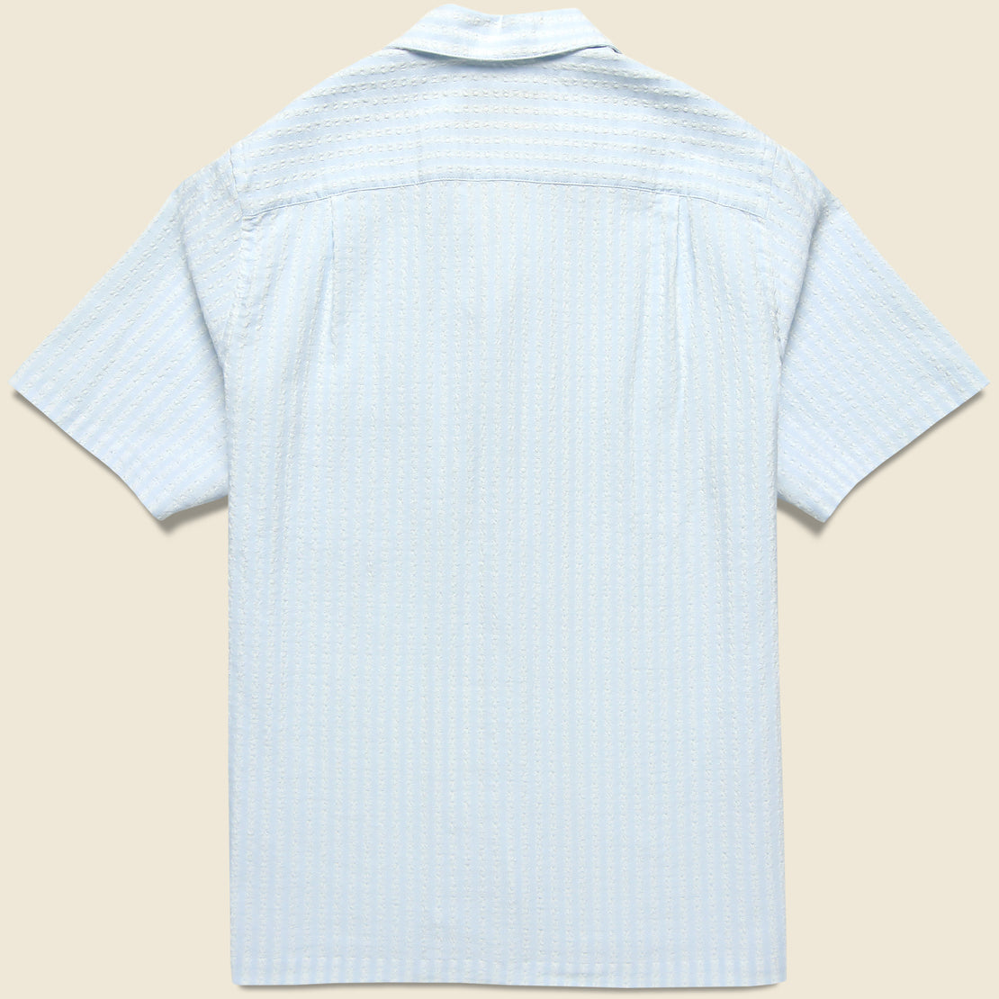Jacquard Chambray Camp Shirt - Blue - Portuguese Flannel - STAG Provisions - Tops - S/S Woven - Stripe