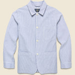 Striped Seersucker Shirt Jacket - Blue - Portuguese Flannel - STAG Provisions - Outerwear - Shirt Jacket