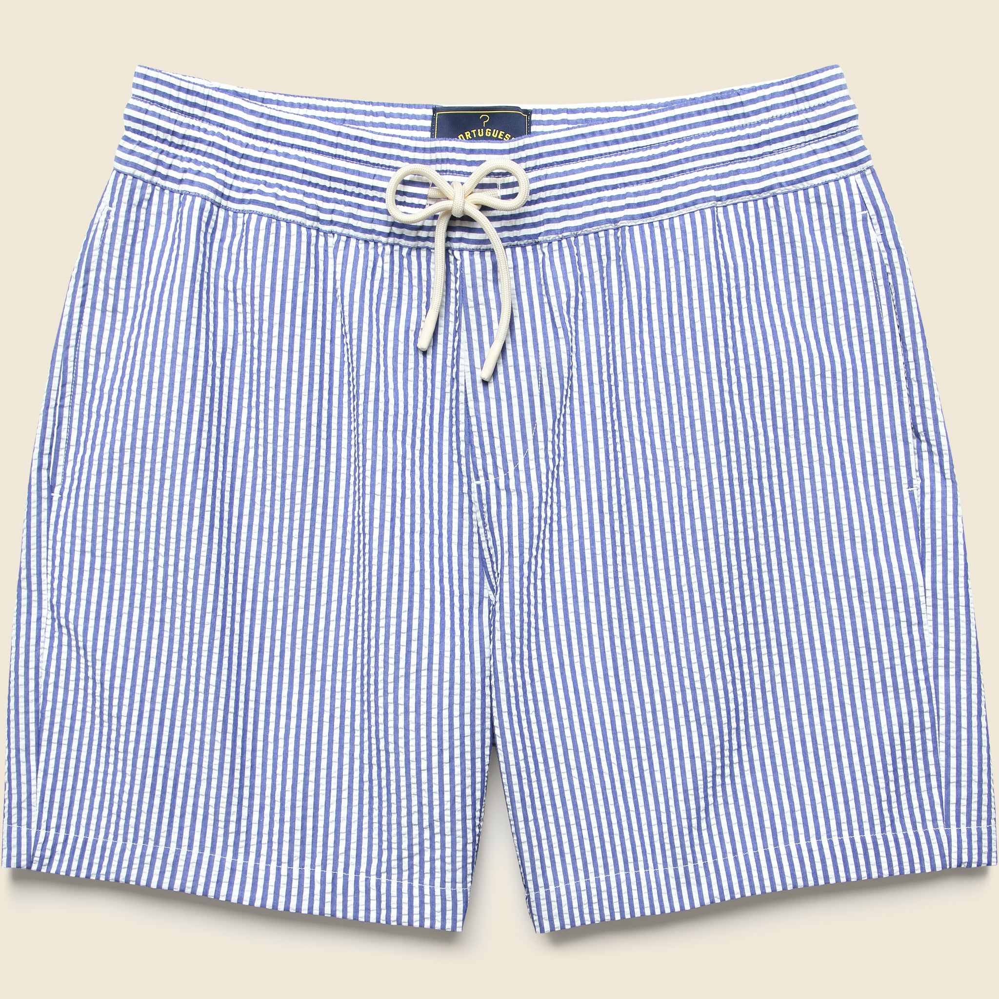 6" Seersucker Shorts - Blue Stripe - Portuguese Flannel - STAG Provisions - Shorts - Lounge