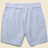 6" Seersucker Shorts - Blue Stripe - Portuguese Flannel - STAG Provisions - Shorts - Lounge