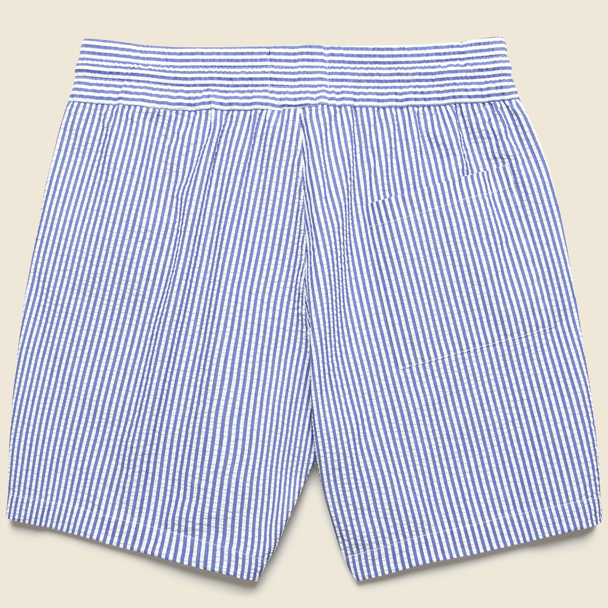 6" Seersucker Shorts - Blue Stripe - Portuguese Flannel - STAG Provisions - Shorts - Lounge