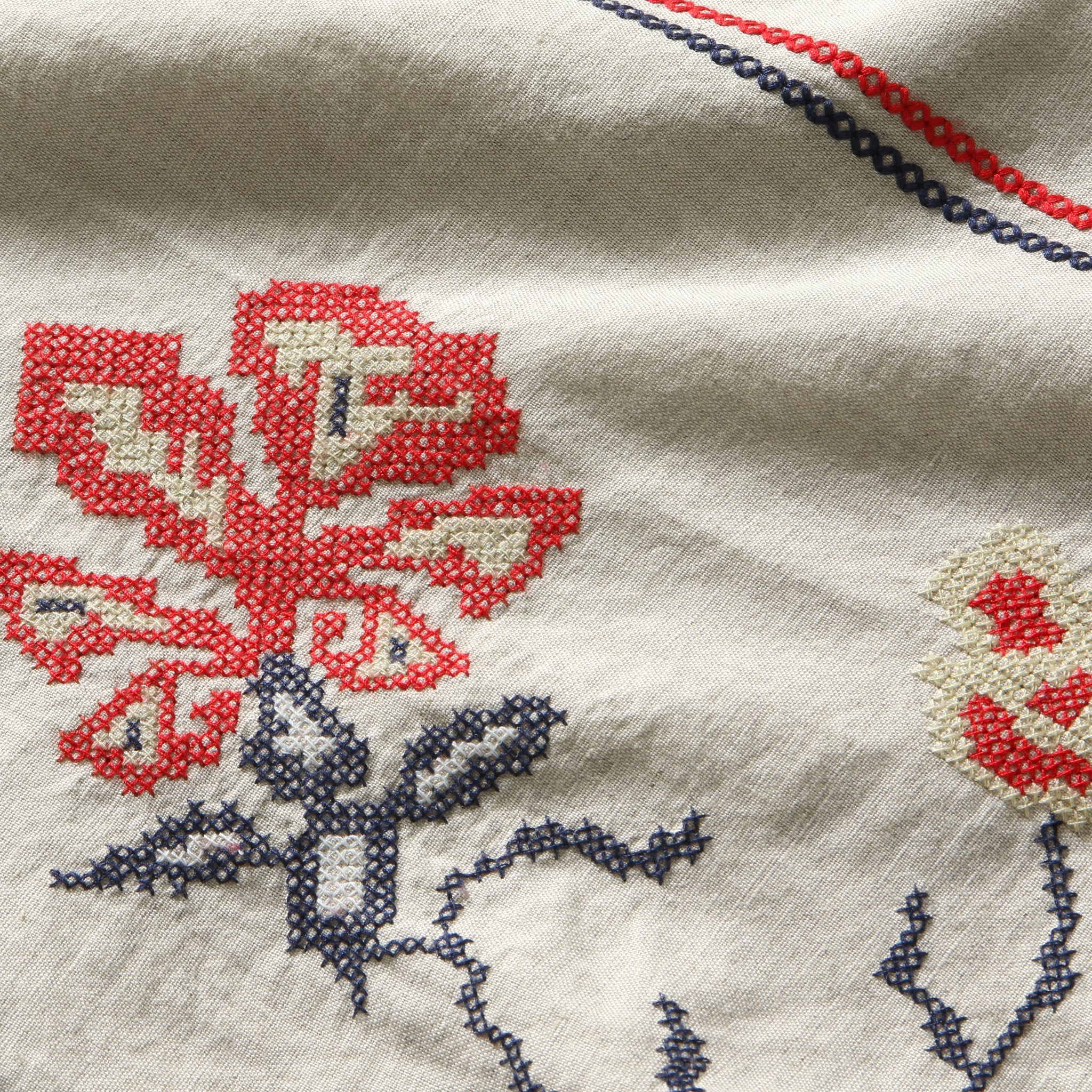 
                          Cross Stitch Camp Shirt - Ecru
                        