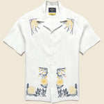 Bird Embroidery Camp Shirt - White - Portuguese Flannel - STAG Provisions - Tops - S/S Woven - Floral