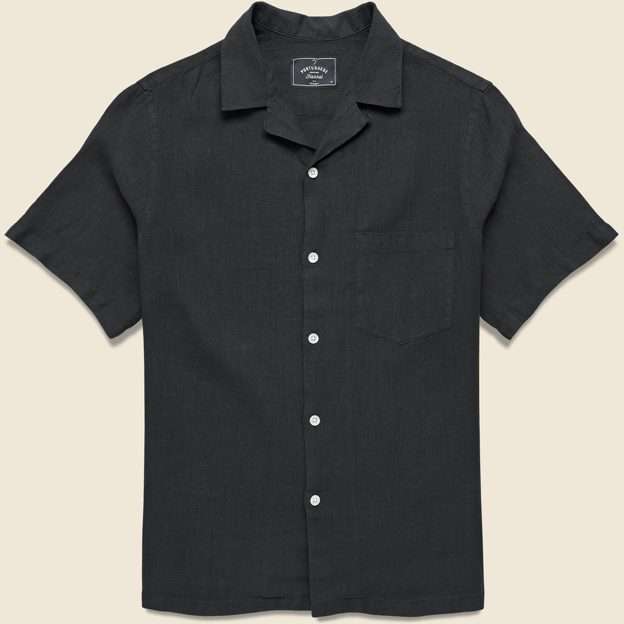 Linen Camp Shirt - Black - Portuguese Flannel - STAG Provisions - Tops - S/S Woven - Solid