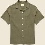 Linen Camp Shirt - Olive - Portuguese Flannel - STAG Provisions - Tops - S/S Woven - Solid