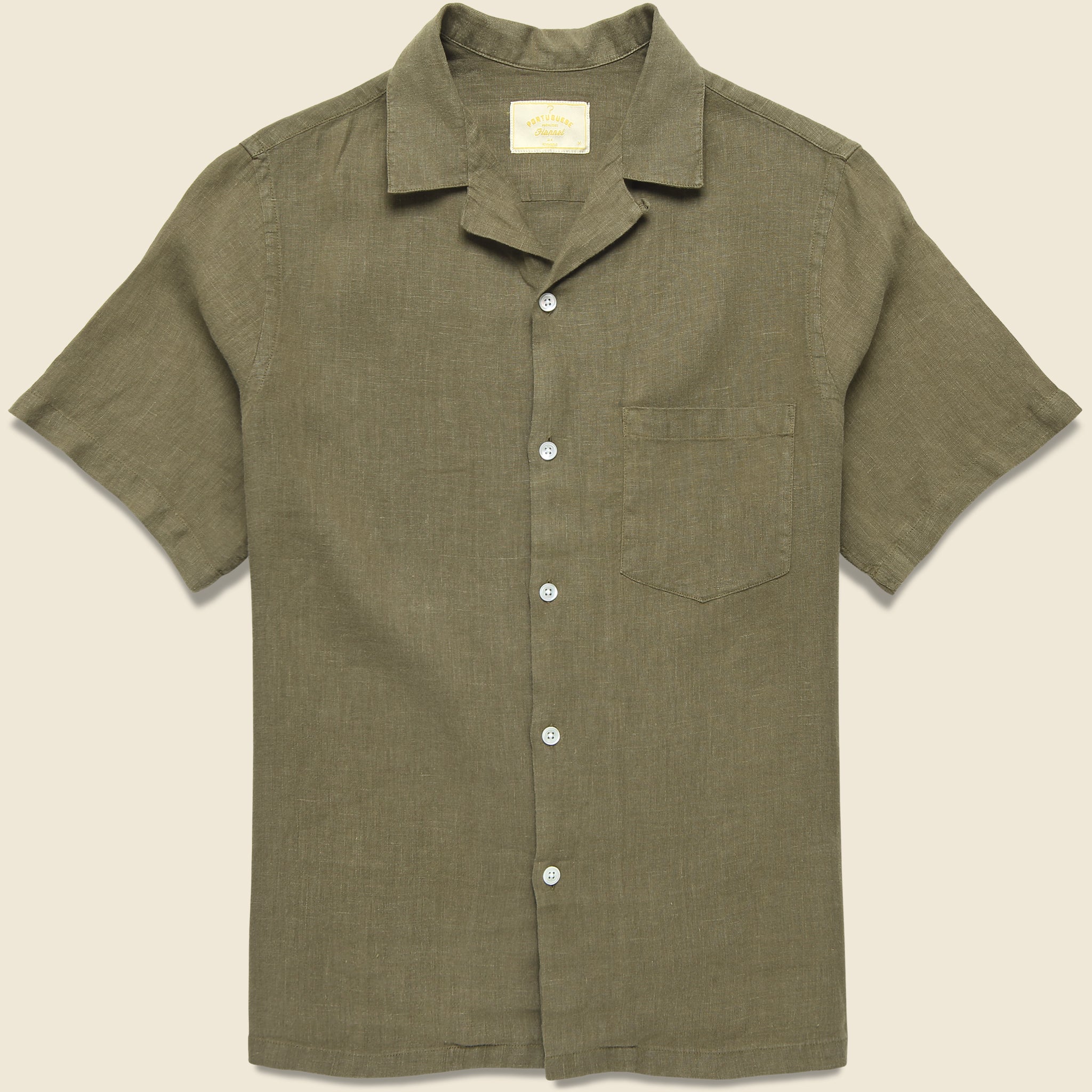 Linen Camp Shirt - Olive - Portuguese Flannel - STAG Provisions - Tops - S/S Woven - Solid