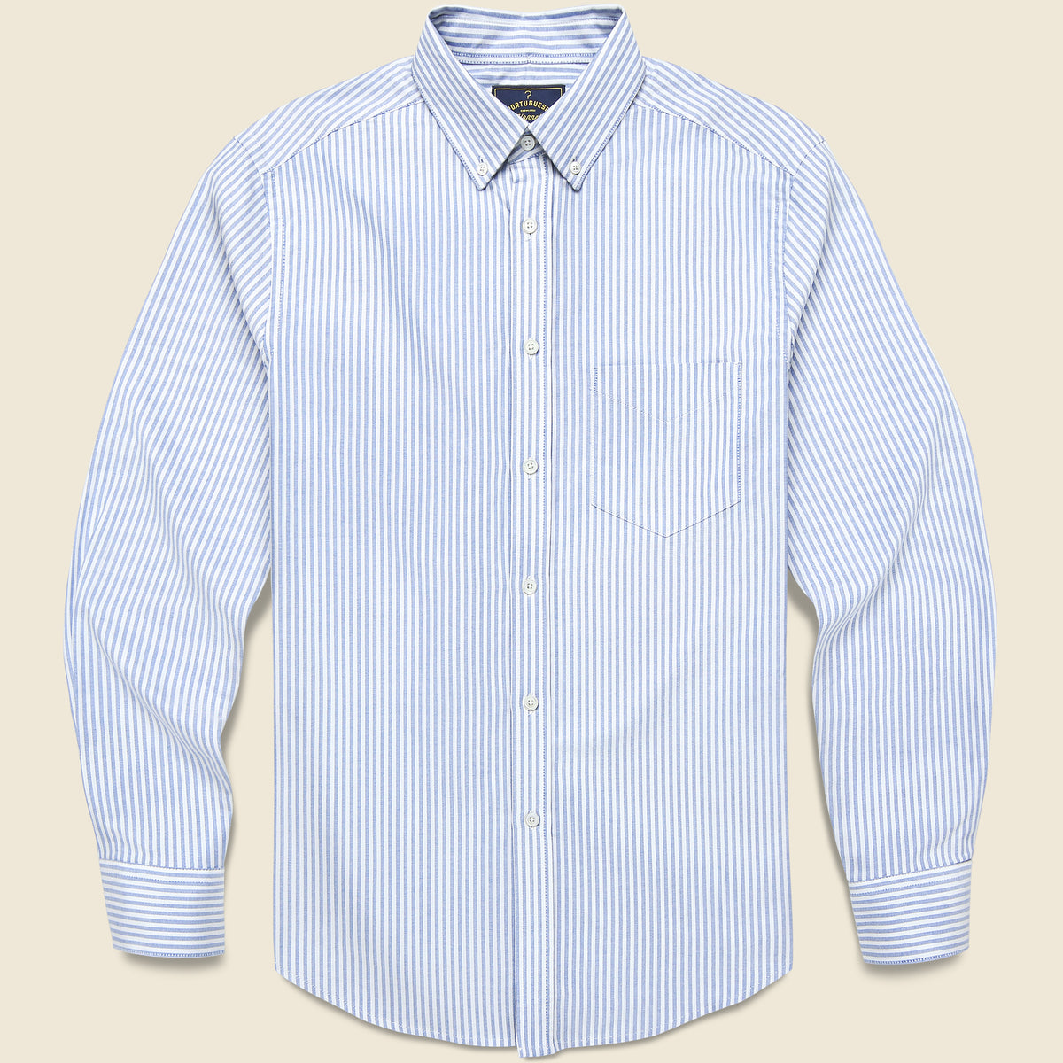 Belavista Oxford Shirt in Blue Stripe featuring a classic striped design and refined fit.