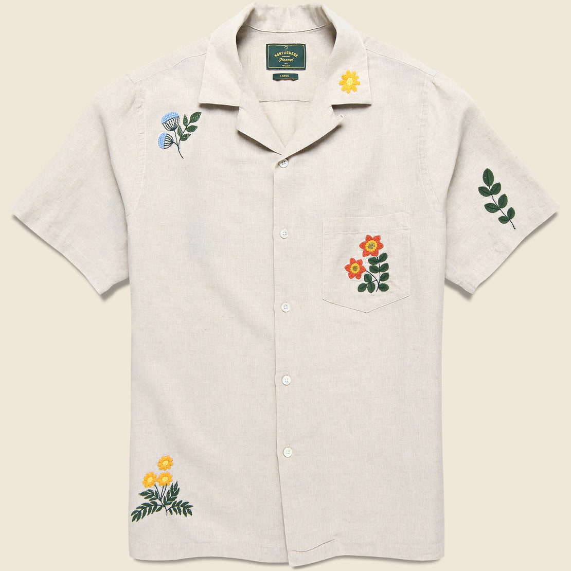 Embroidered Spring Camp Shirt - Natural