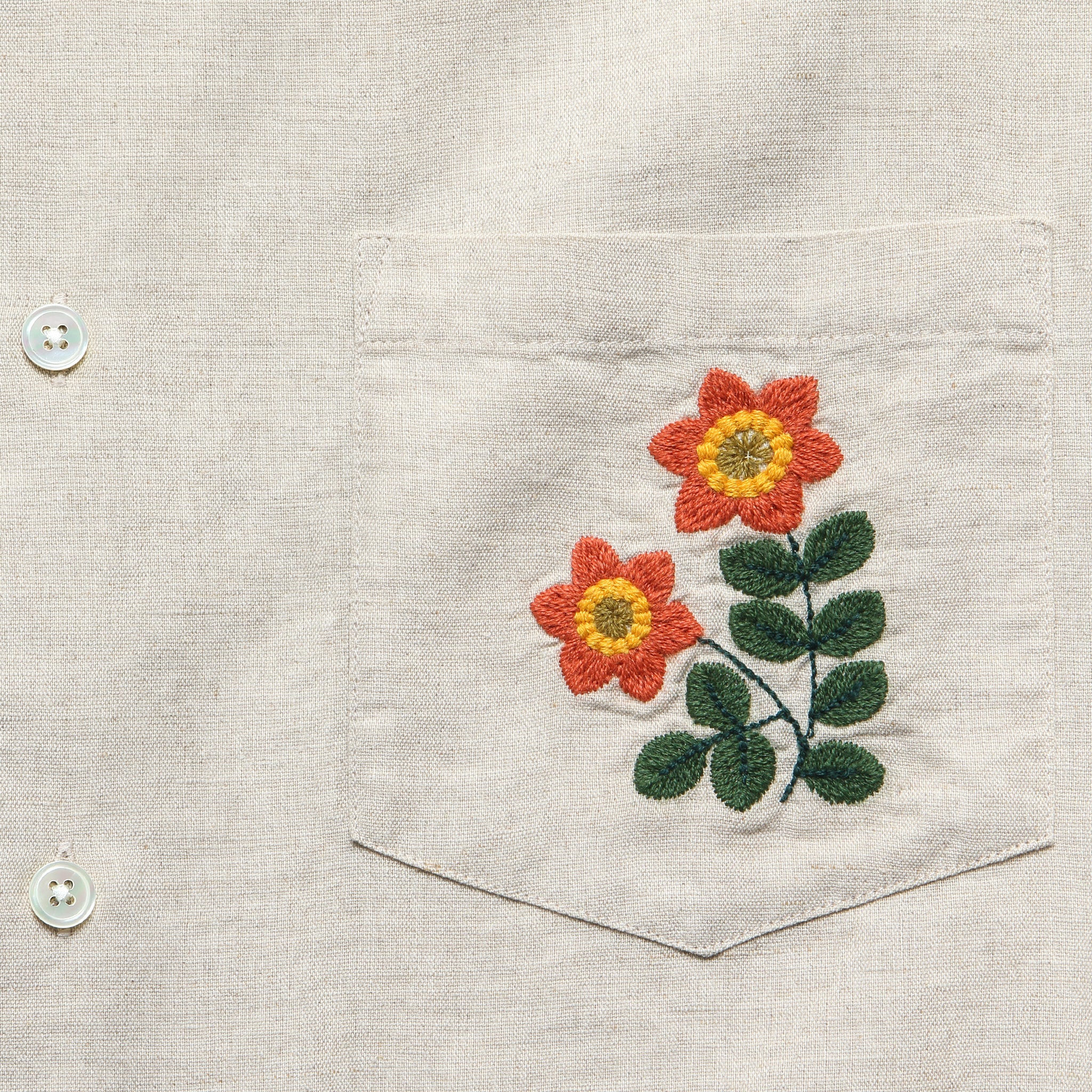 
                          Embroidered Spring Camp Shirt - Natural
                        
