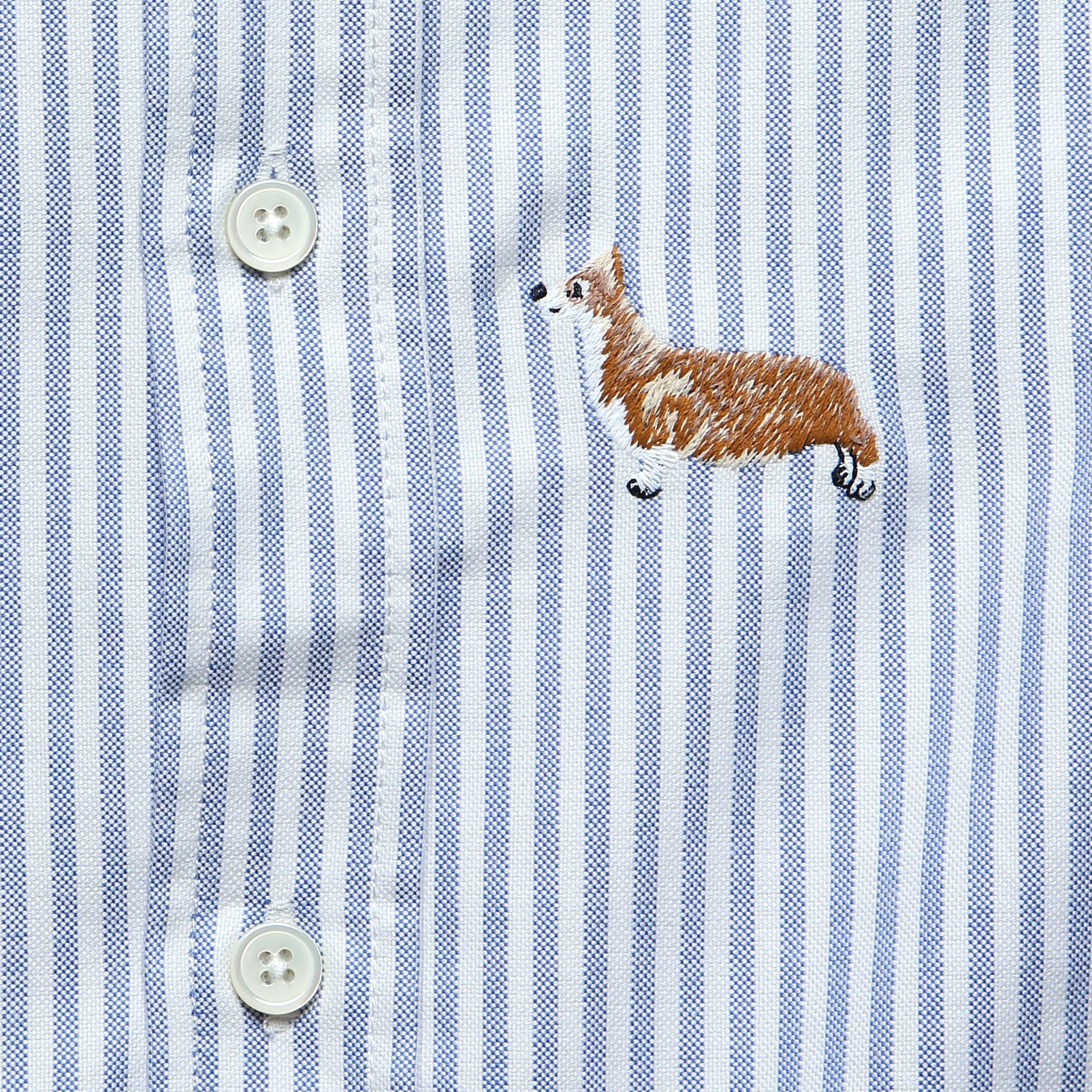 
                          Dogs Oxford Shirt - Blue Stripe - Portuguese Flannel - STAG Provisions - Tops - S/S Woven - Other Pattern
                        