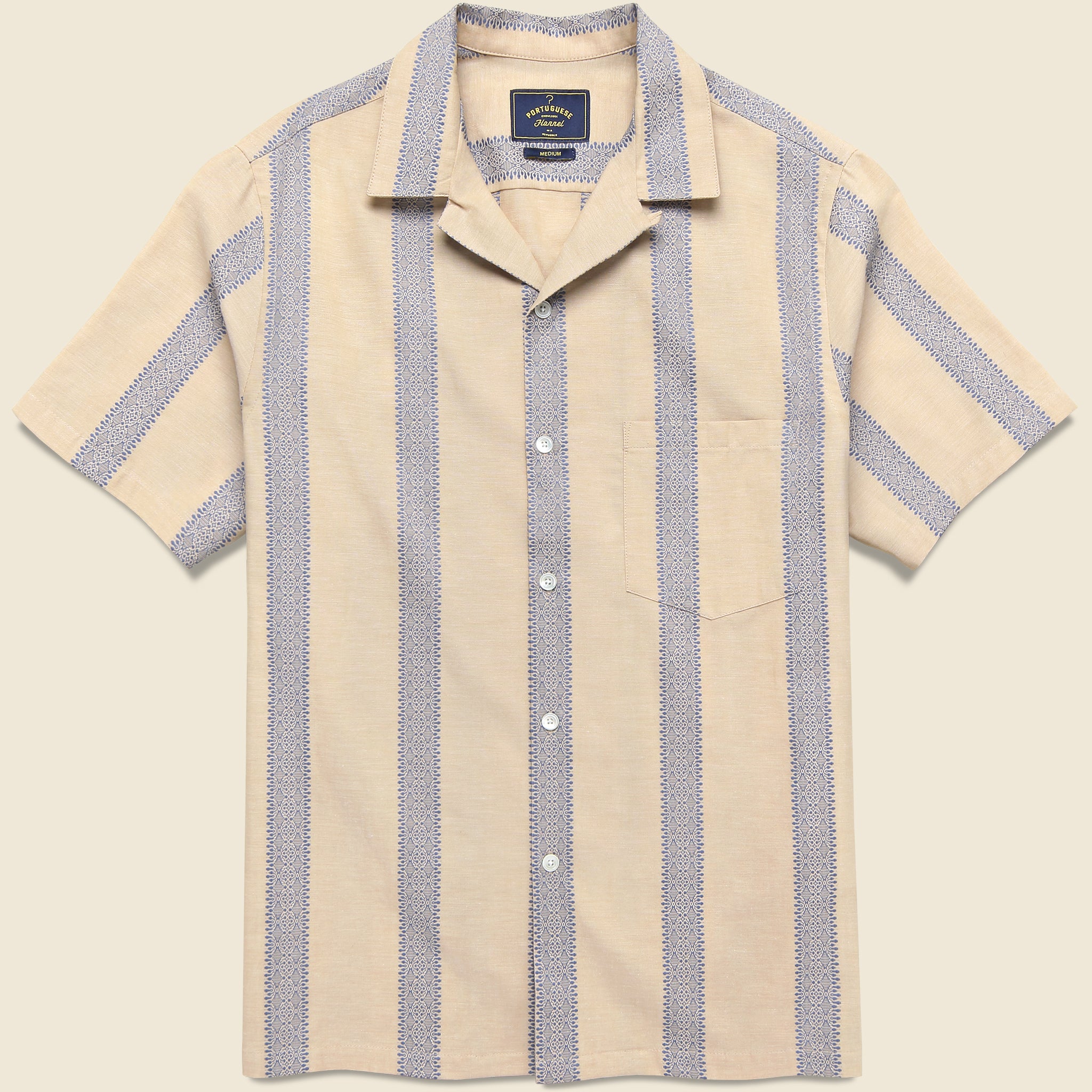 Lousada Camp Shirt - Tan - Portuguese Flannel - STAG Provisions - Tops - S/S Woven - Stripe