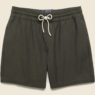 7" Seersucker Shorts - Olive