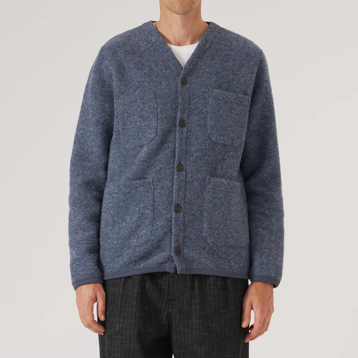
                          Wool Fleece Cardigan - Slate Blue
                        