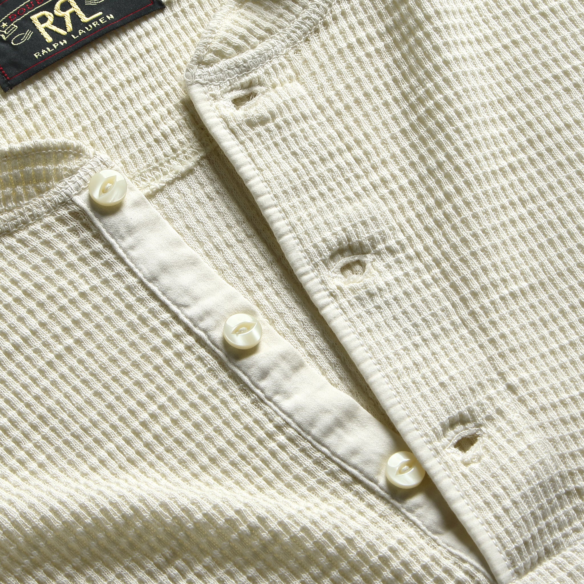 Waffle-Knit Henley - Paper White - RRL - STAG Provisions - Tops - L/S Knit