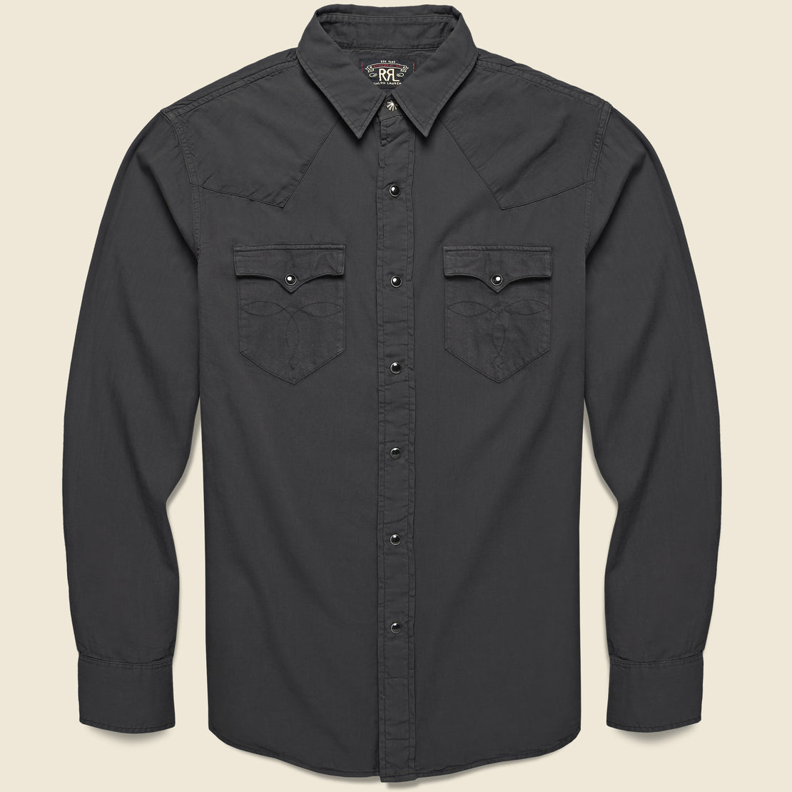 RRL Slim Fit Twill Western Shirt - Black