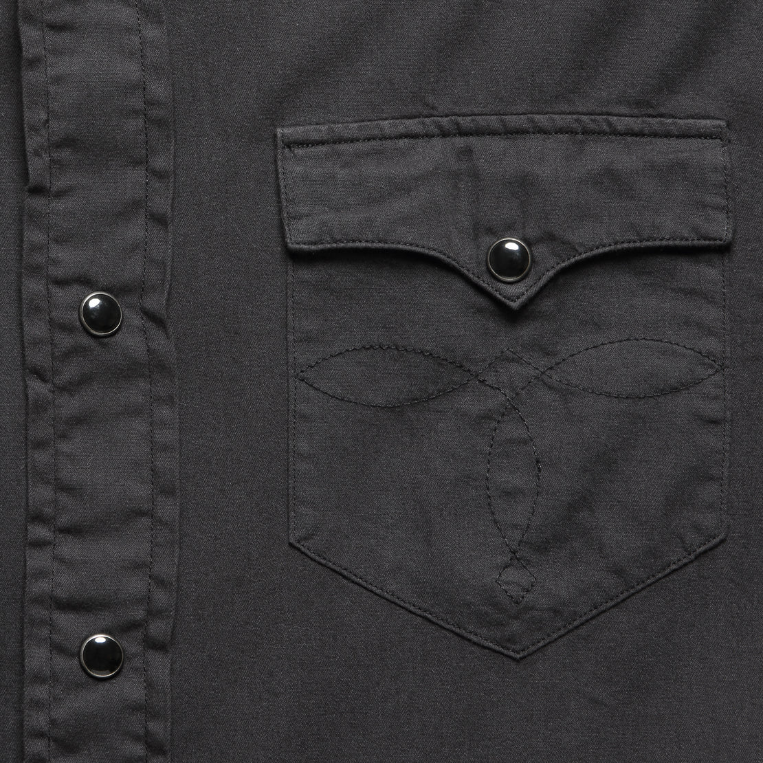 Slim Fit Twill Western Shirt - Black - RRL - STAG Provisions - Tops - L/S Woven - Solid