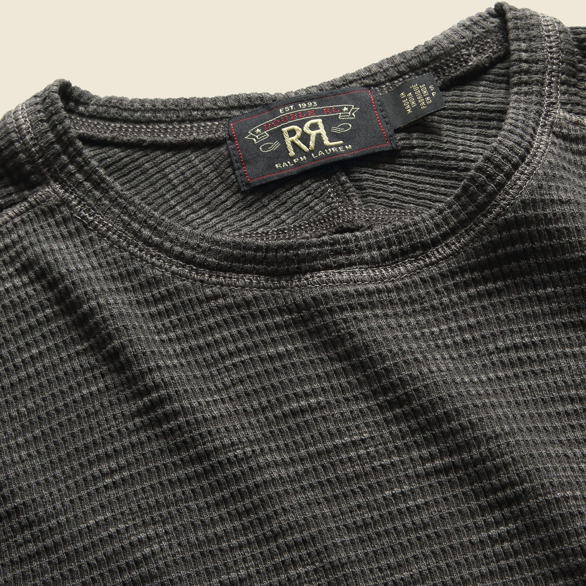 
                          Waffle Crewneck - Faded Black - RRL - STAG Provisions - Tops - L/S Knit
                        