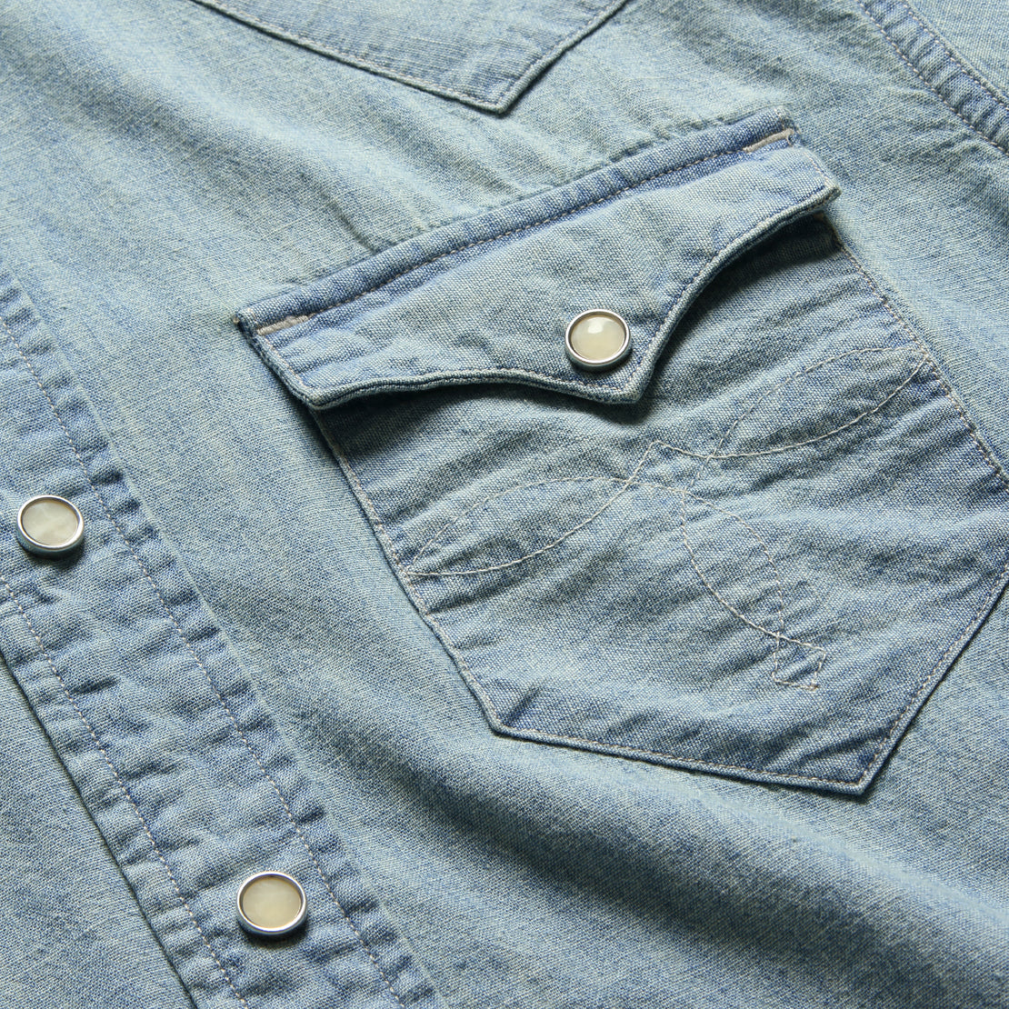 Slim Chambray Western Shirt - Davey Wash - RRL - STAG Provisions - Tops - L/S Woven - Solid